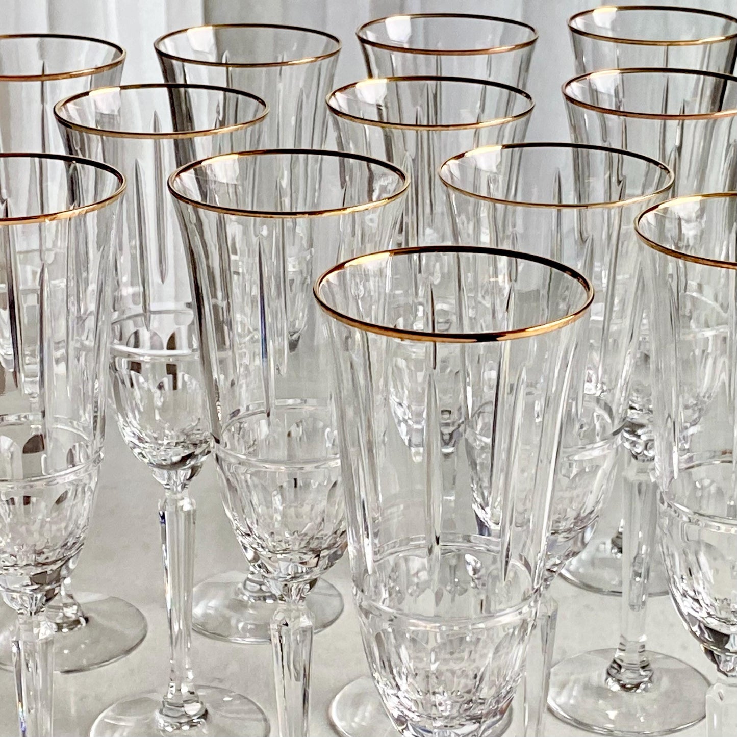 Vintage Lenox Classic Regency Gold Rim Glasses (circa 1988 - 1992) - Set of 12 Champagne Flutes