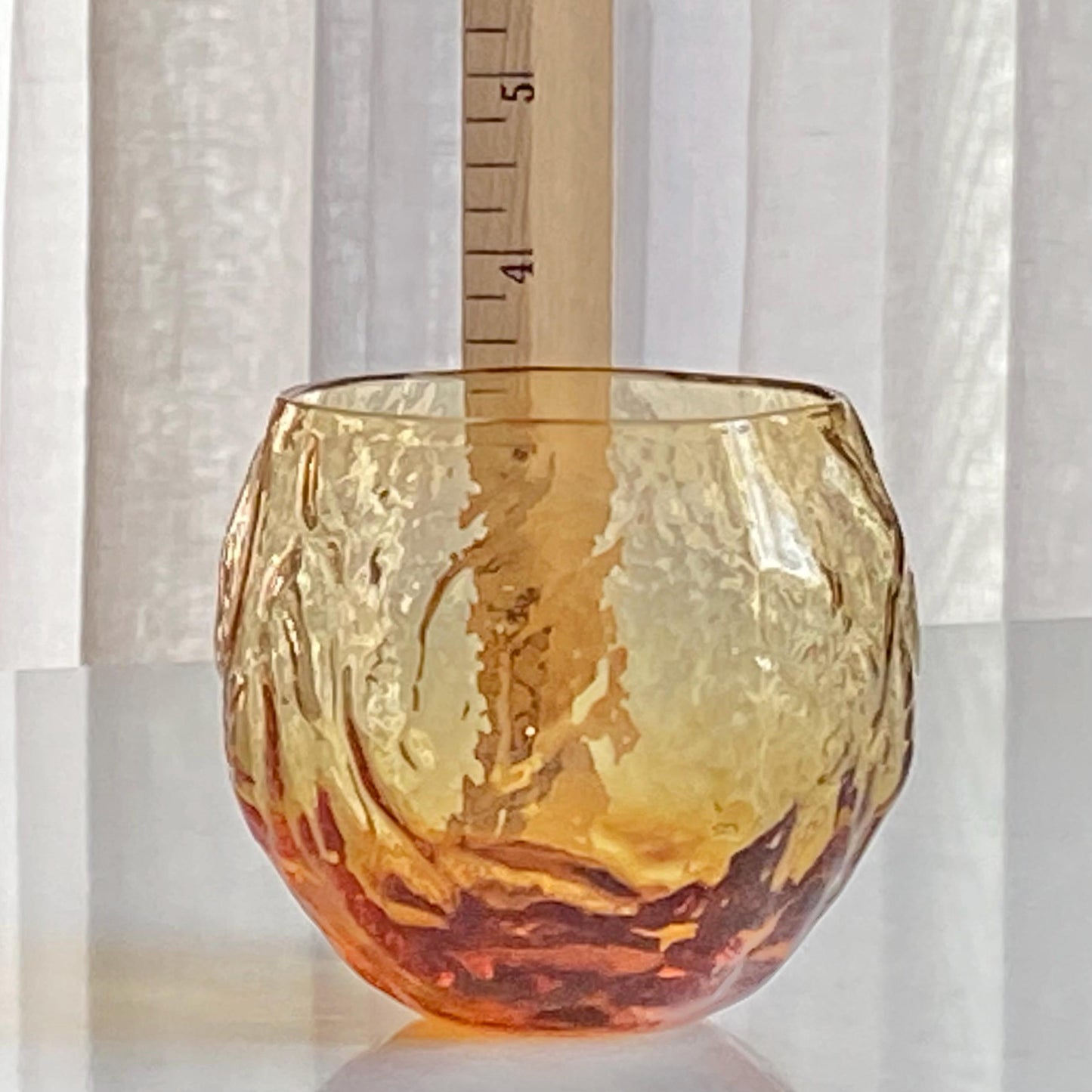 Vintage Seneca Driftwood Amber Crinkle Roly Poly 12 Ounce Glasses - Set of 12