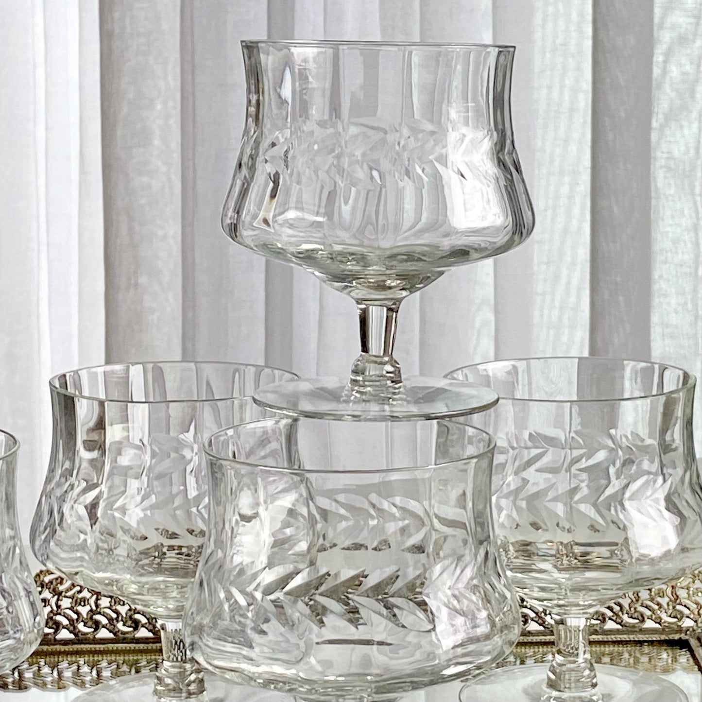 Vintage Monongahela Laurel Wreath Glasses / Seafood Cocktails - Set of 5