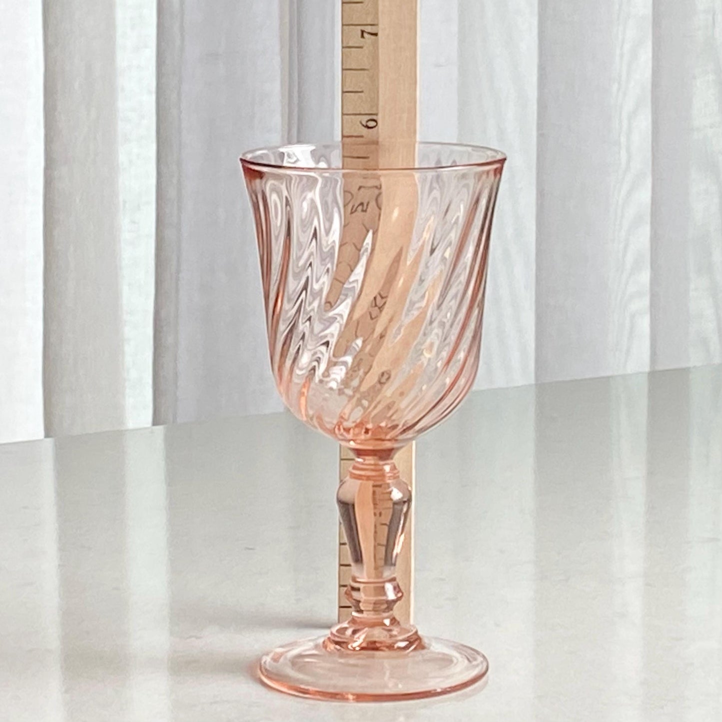 Vintage Rosaline Pink Swirl Glasses - Set of 4