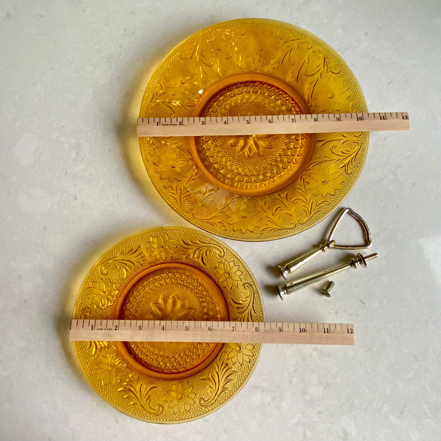 Vintage Tiara Amber Chantilly Sandwich Glass Two Tier Tidbit Tray (circa 1971 - 1989)