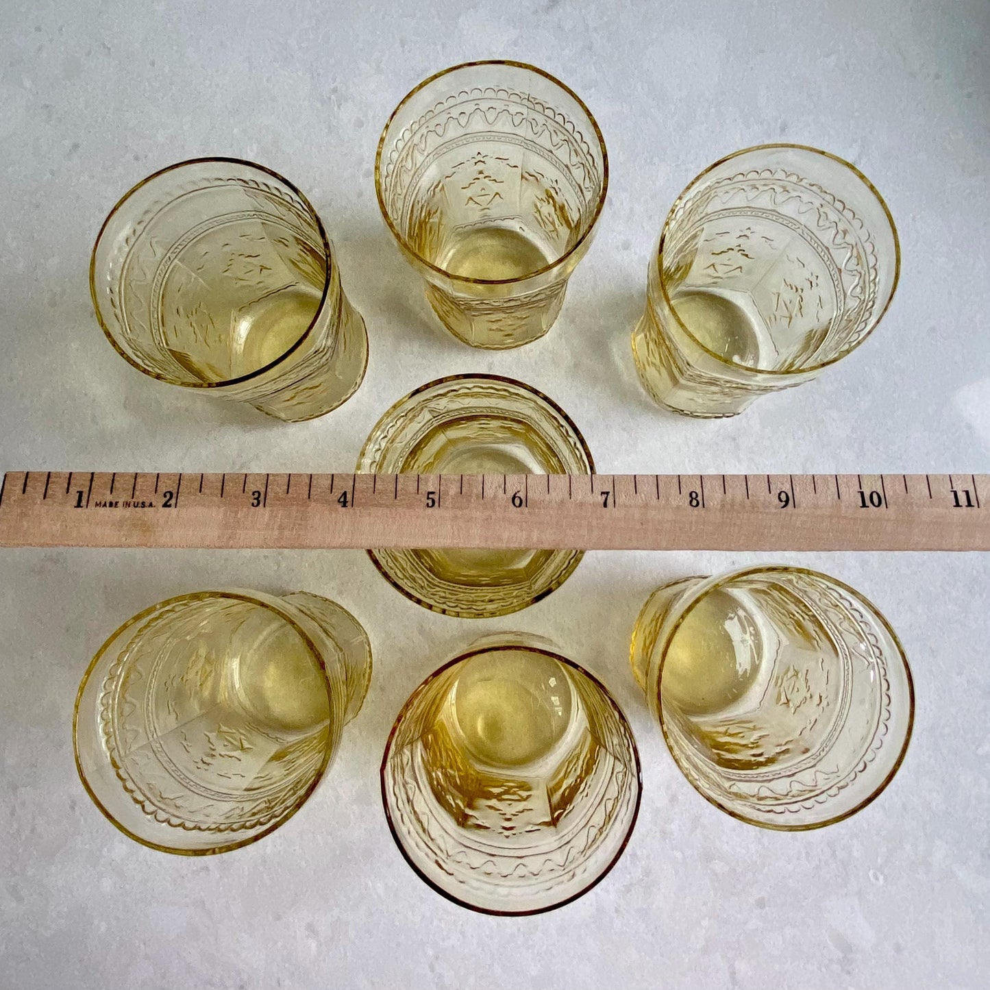 Vintage Federal Glass Patrician Amber Tumblers (circa 1933 - 1937) - Set of 7