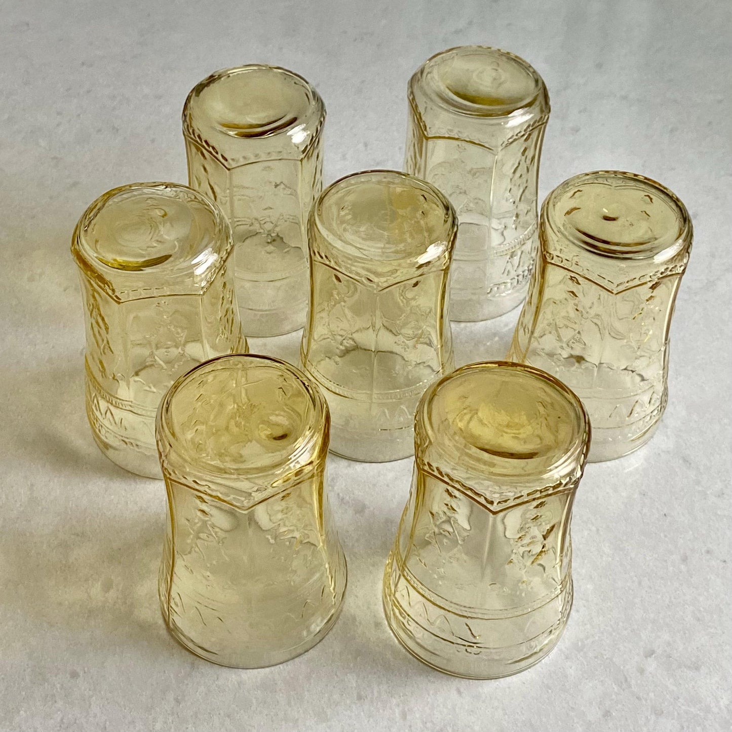 Vintage Federal Glass Patrician Amber Tumblers (circa 1933 - 1937) - Set of 7