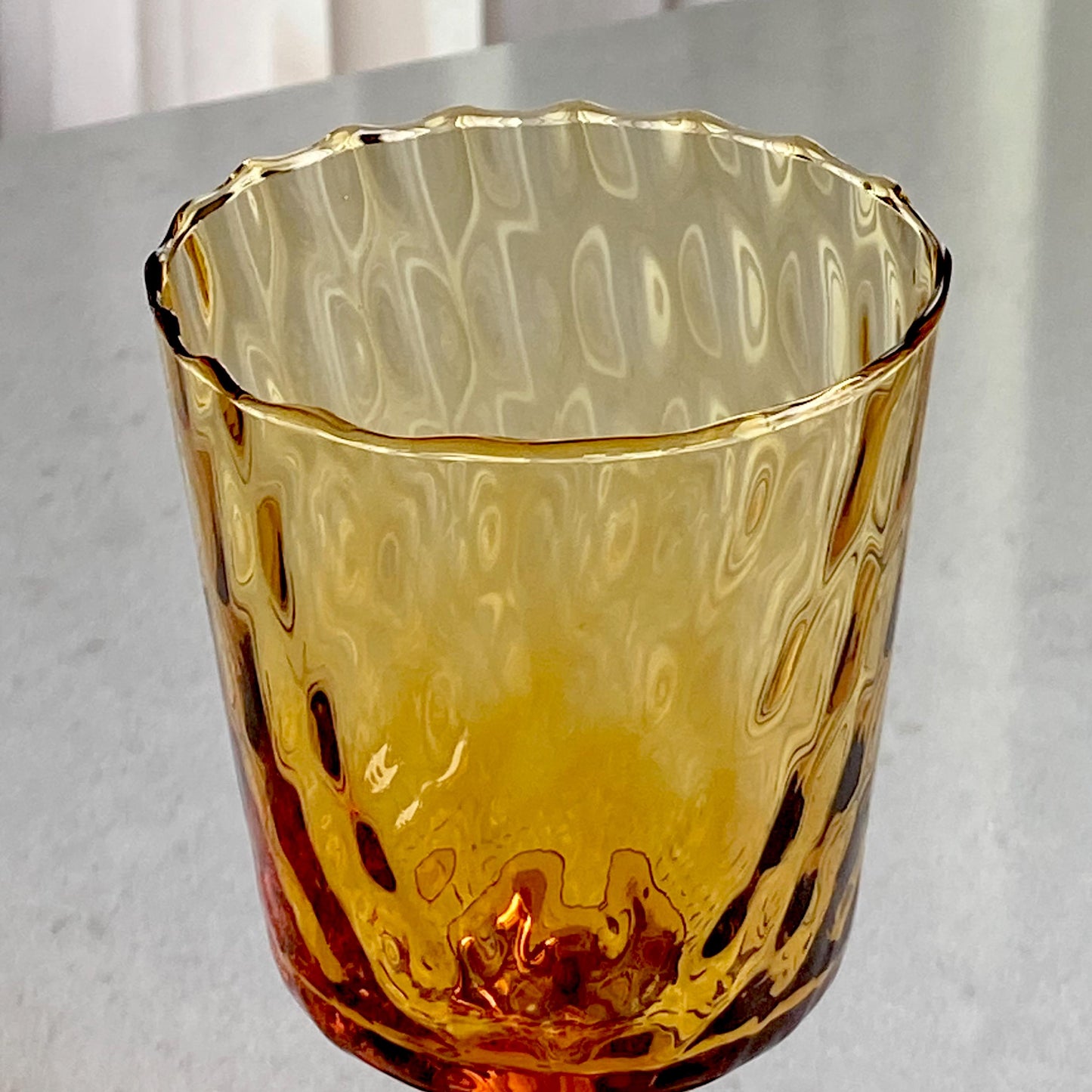 Vintage Optic Pattern Amber Glasses - Set of 5