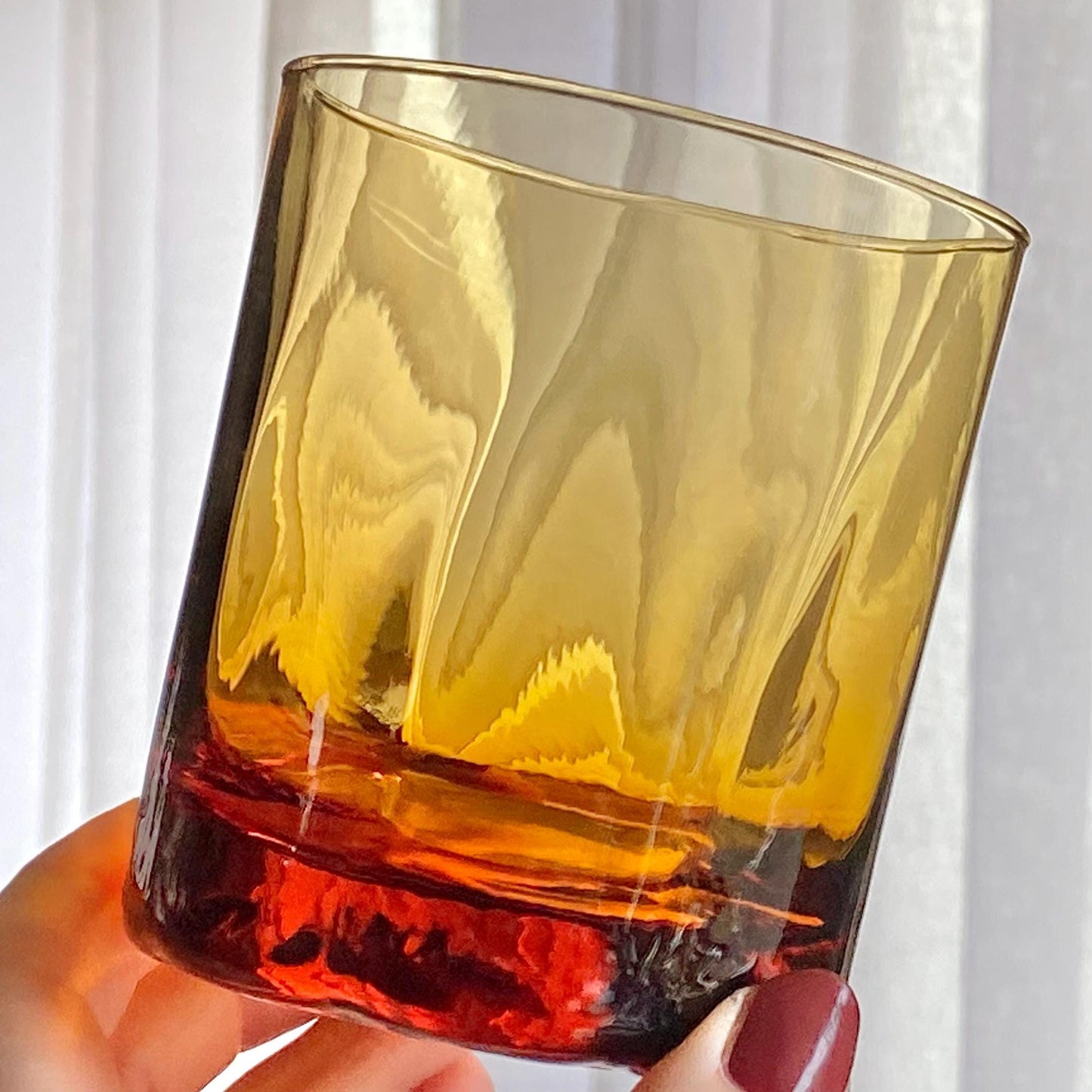 Vintage Amber Tumbler Glasses - Set of 5