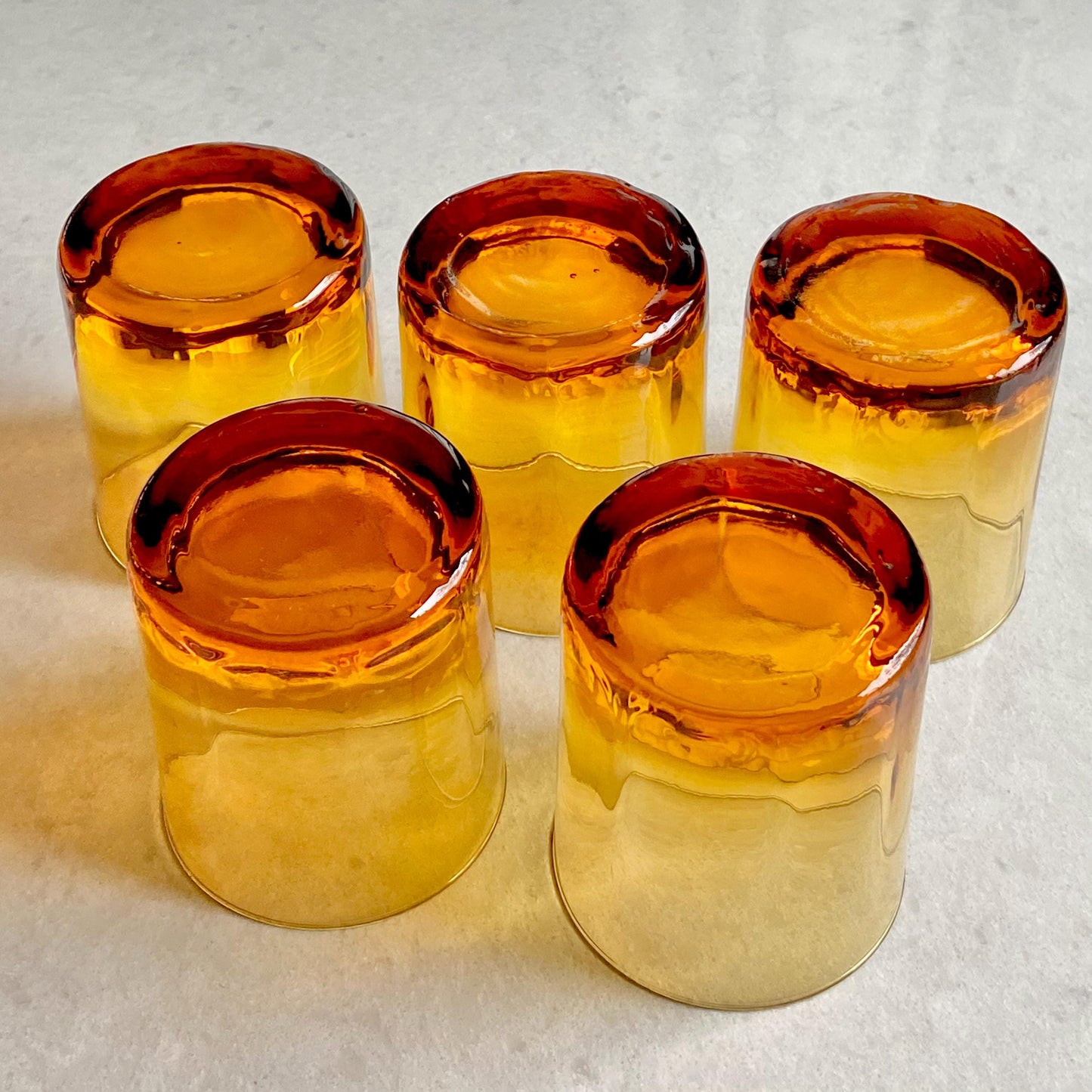 Vintage Amber Tumbler Glasses - Set of 5