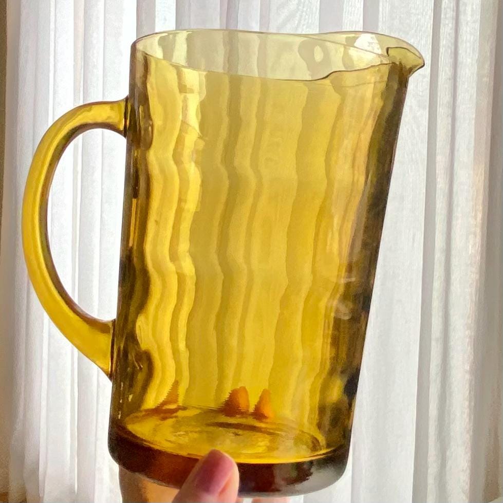 Vintage Hazel Atlas Gold Waterfall 64 Ounce Pitcher