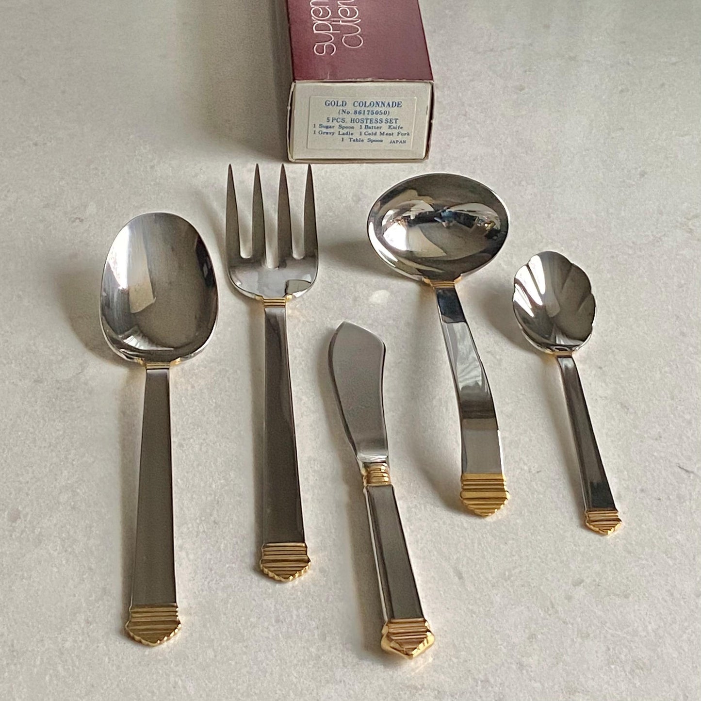 Vintage Towle Colonnade Gold Accent Flatware - 12 settings plus hostess set - 65 pieces total