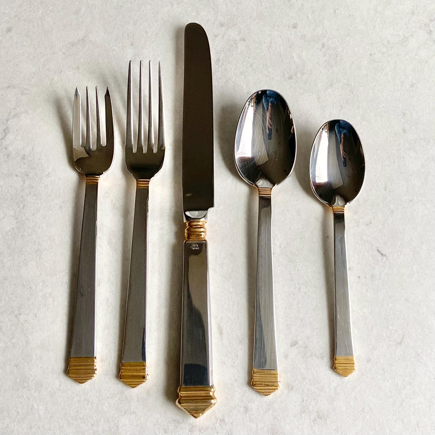 Vintage Towle Colonnade Gold Accent Flatware - 12 settings plus hostess set - 65 pieces total