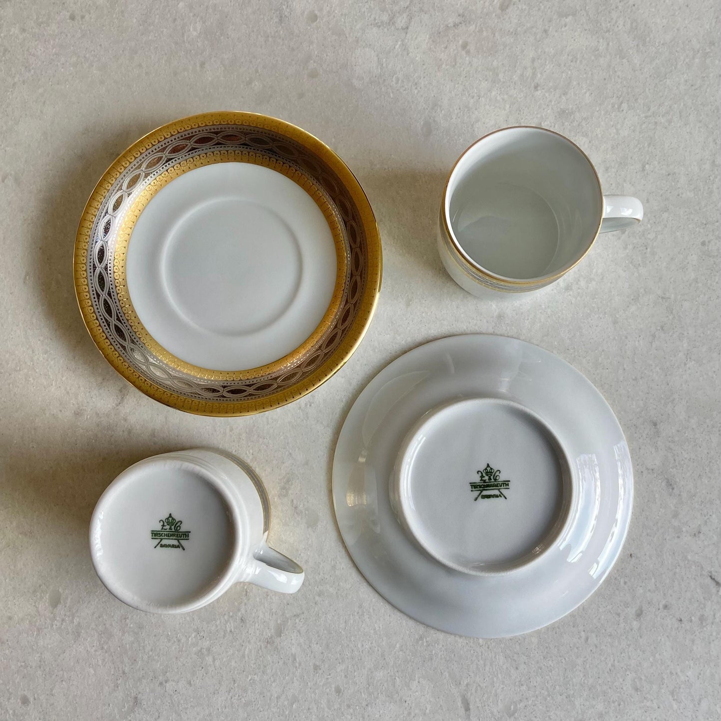 Vintage Bavarian Tirschenreuth Demitasse Espresso Cups and Saucers - 12 sets (24 pieces total)