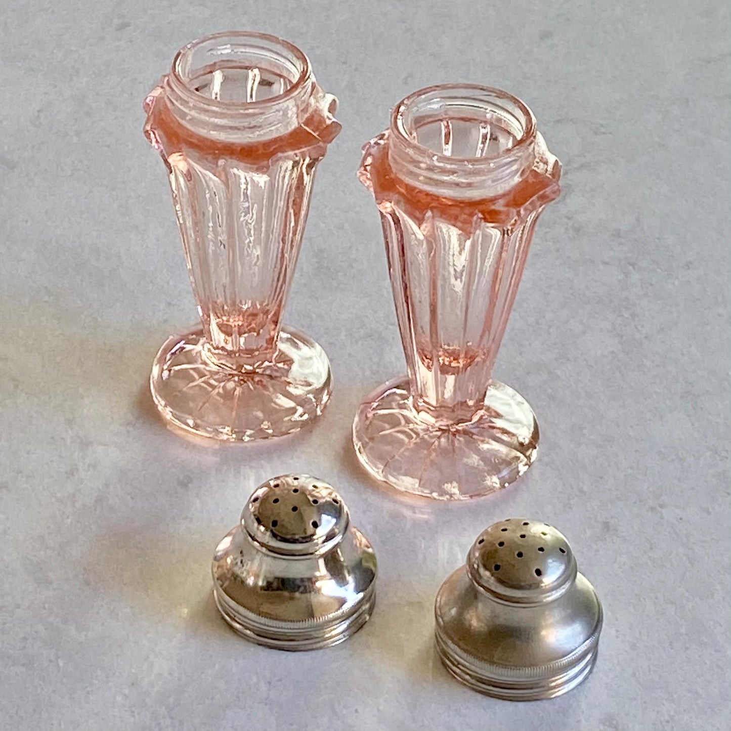 Vintage Jeannette Sierra Pink Salt and Pepper Shakers (circa 1931 - 1933) - Set of 2