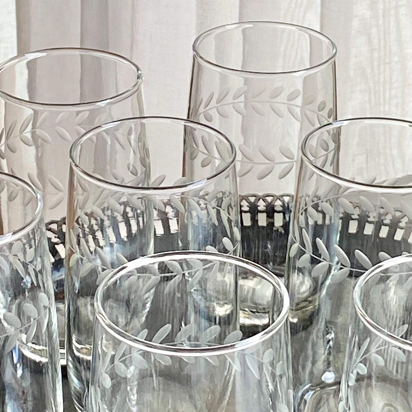 Vintage Anchor Hocking Laurel Cut Glasses - Set of 12