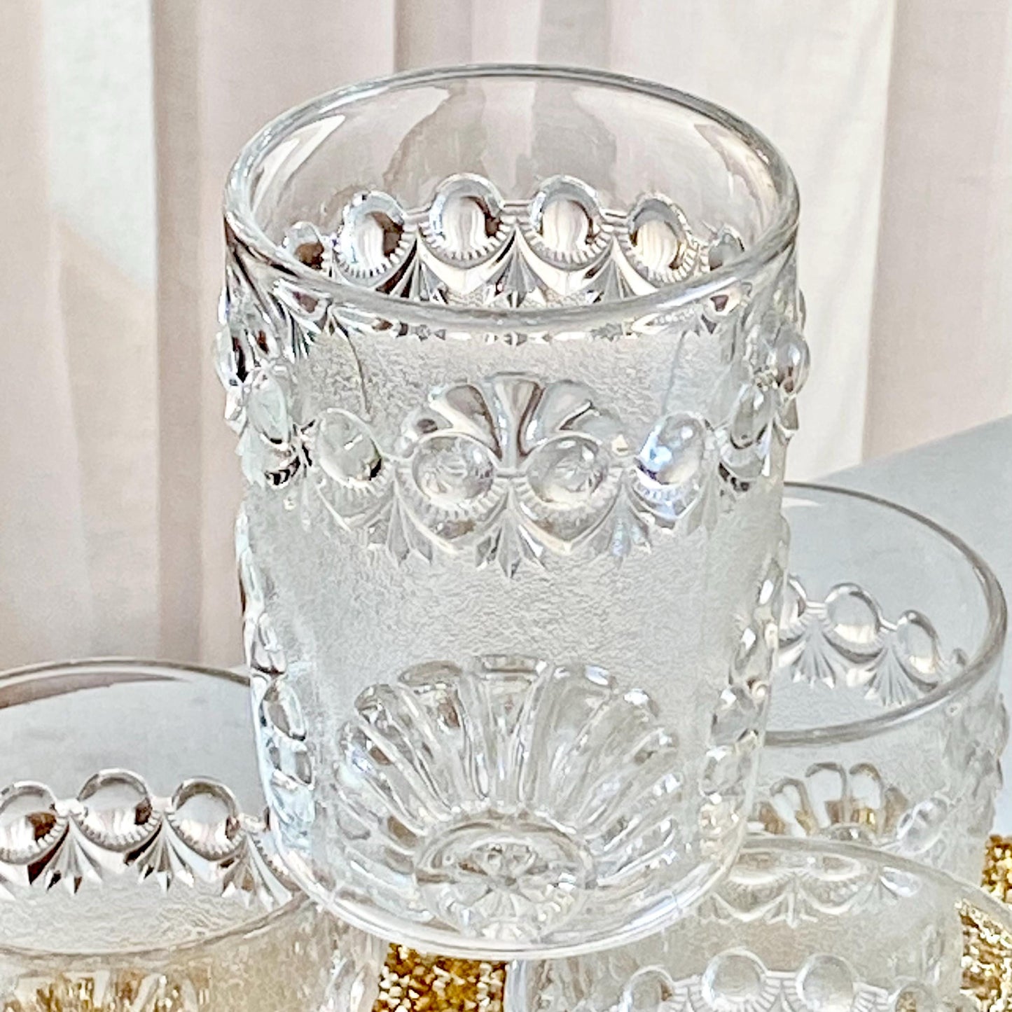 Vintage Westmoreland Shell and Jewel Stippled EAPG Tumbler Glasses - Set of 10