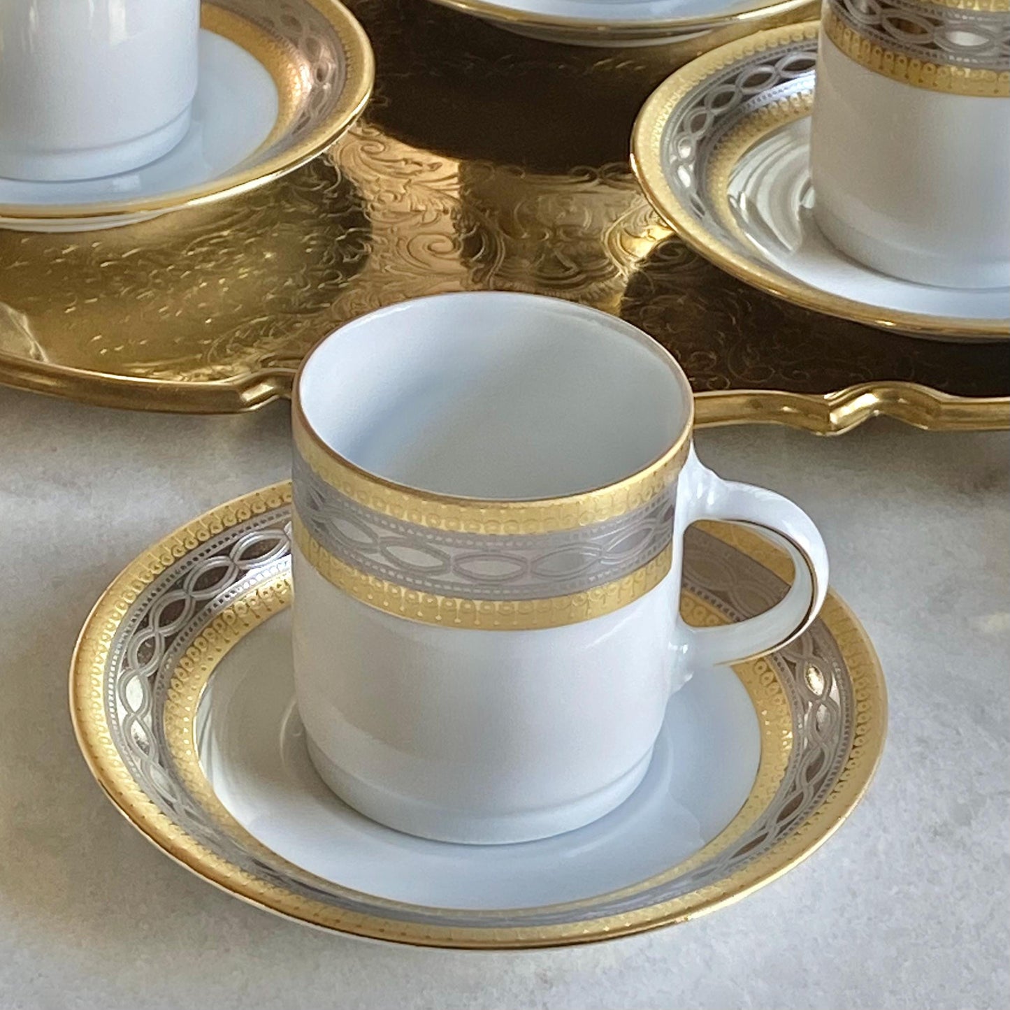 Vintage Bavarian Tirschenreuth Demitasse Espresso Cups and Saucers - 12 sets (24 pieces total)