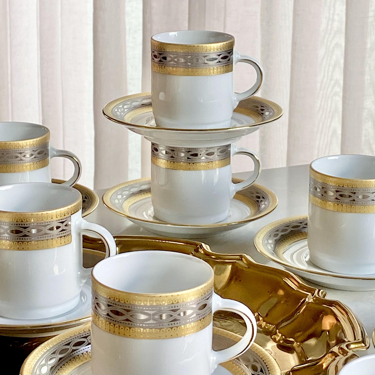 Vintage Bavarian Tirschenreuth Demitasse Espresso Cups and Saucers - 12 sets (24 pieces total)