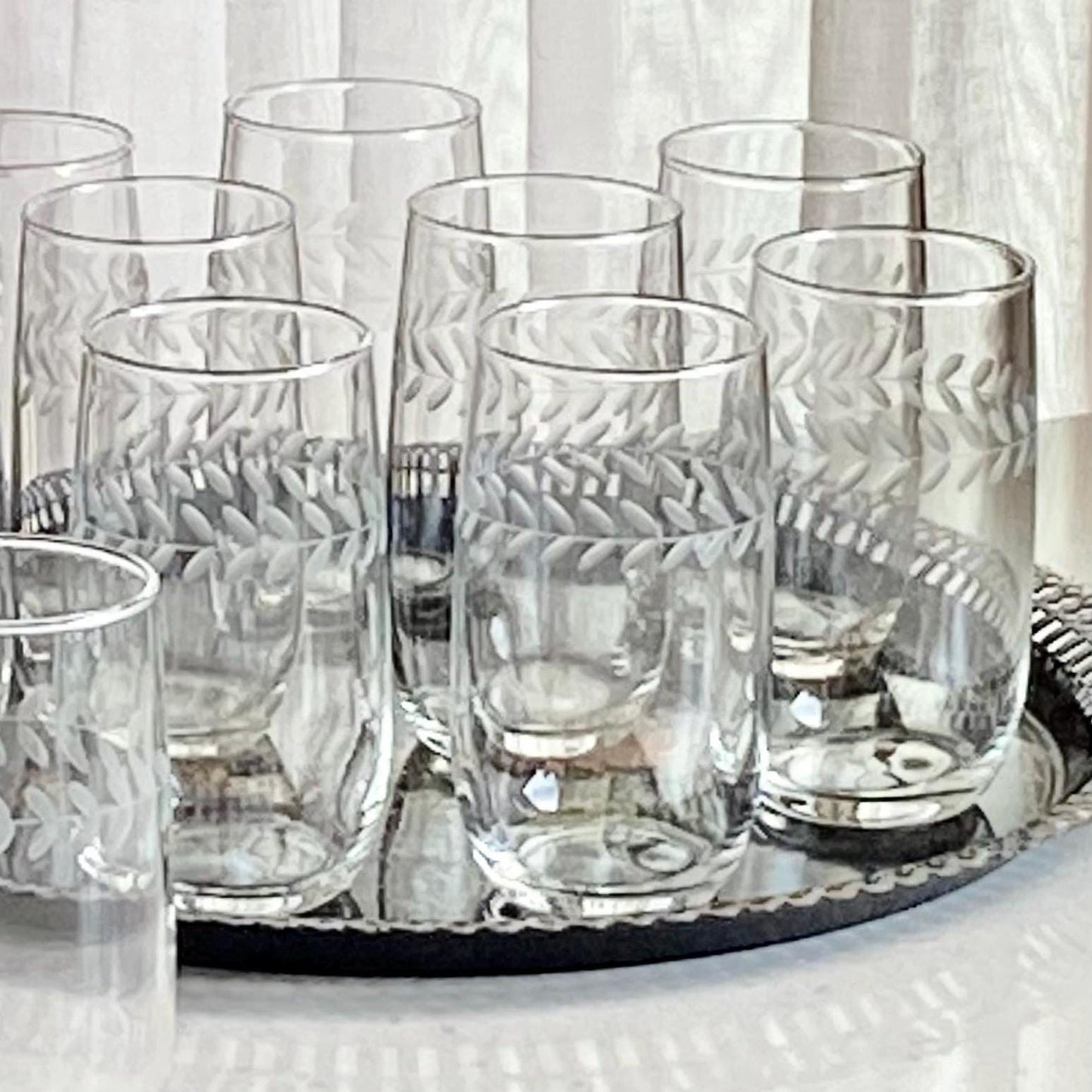 Vintage Anchor Hocking Laurel Cut Glasses - Set of 12