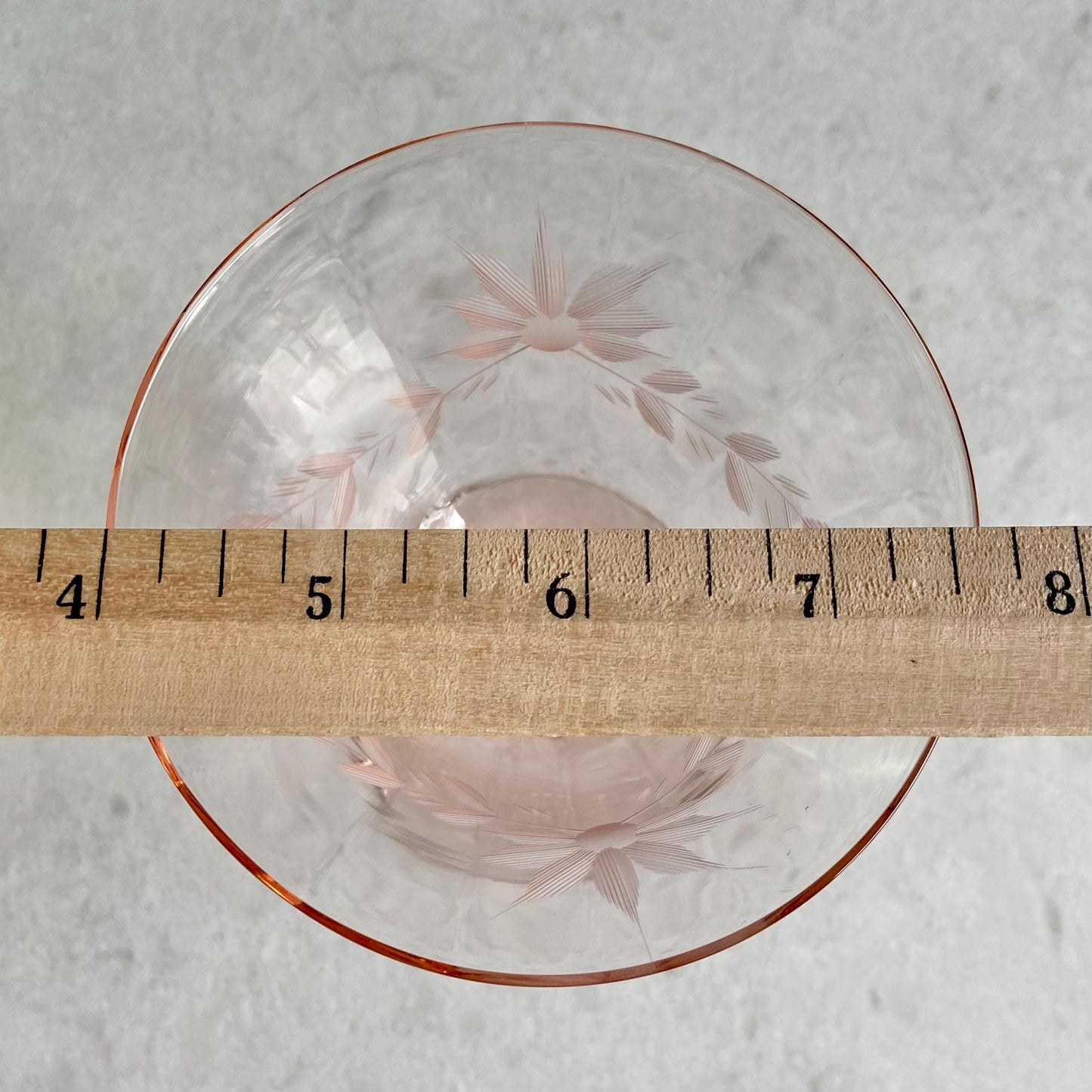 Vintage Pink Etched Optic Panel Glasses - Set of 6