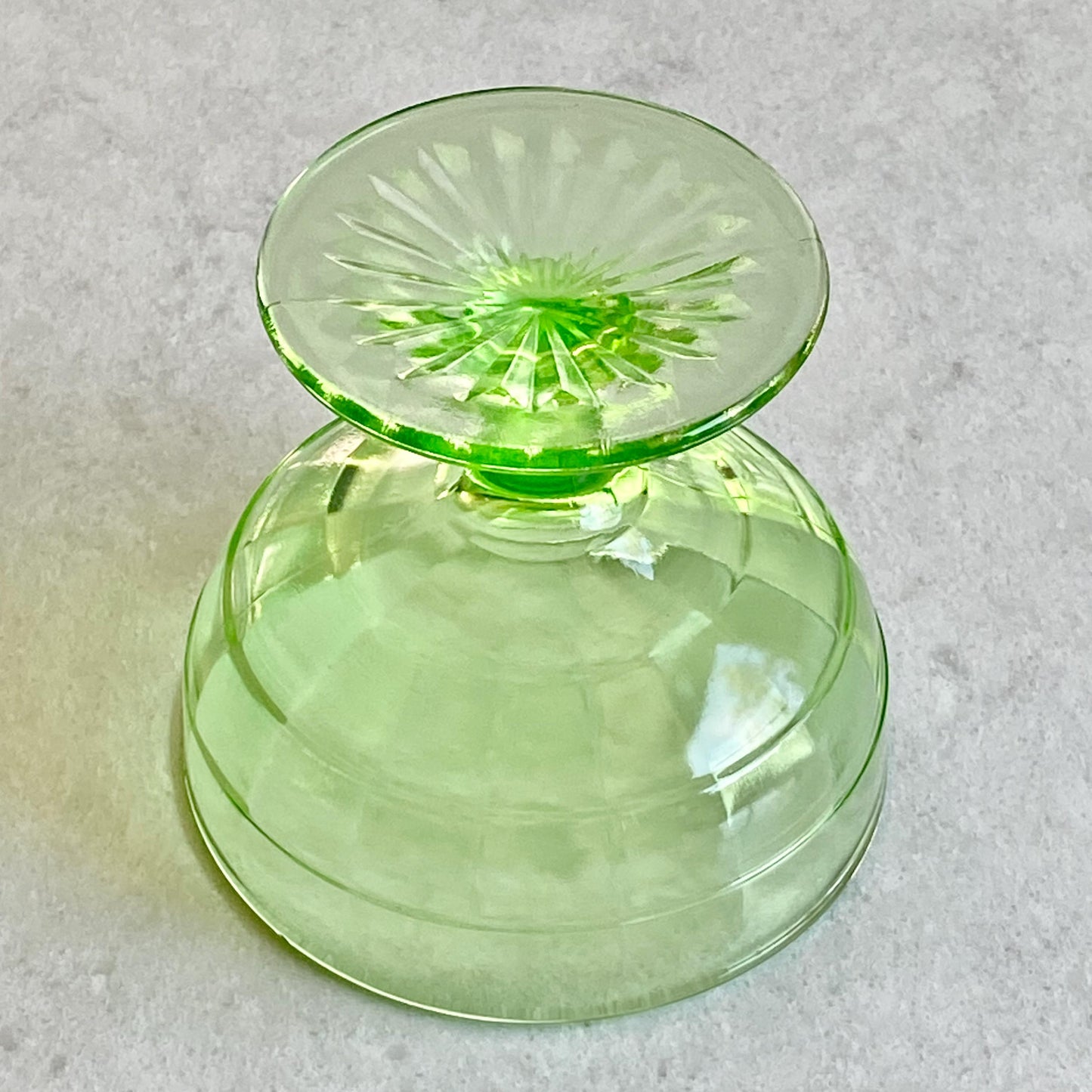 Vintage Anchor Hocking Block Optic Green Uranium Glass Coupes / Sherbets (circa 1929 - 1933) - Set of 6