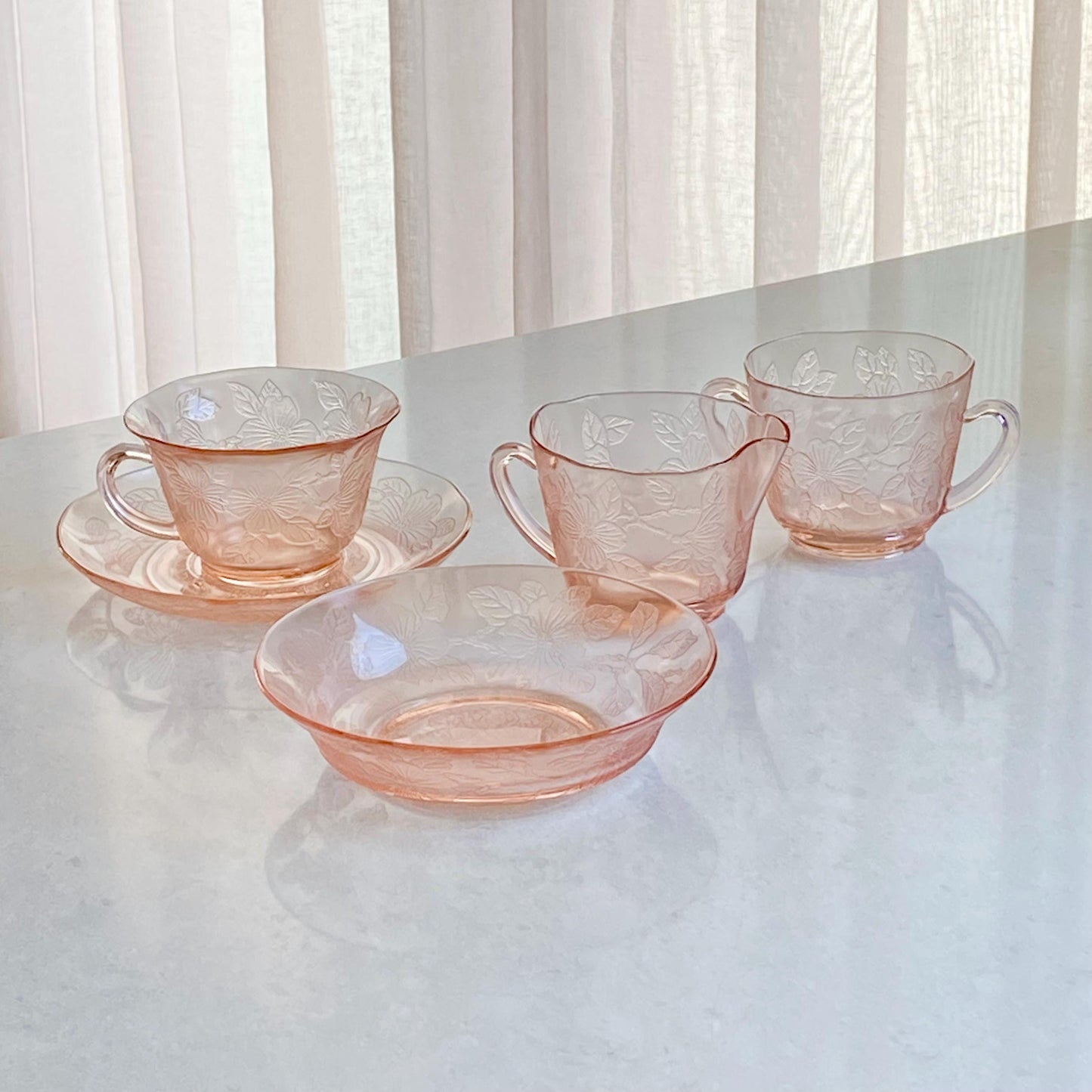 Vintage MacBeth Evans Dogwood Pink Bowls (circa 1930 - 1934) - Set of 6