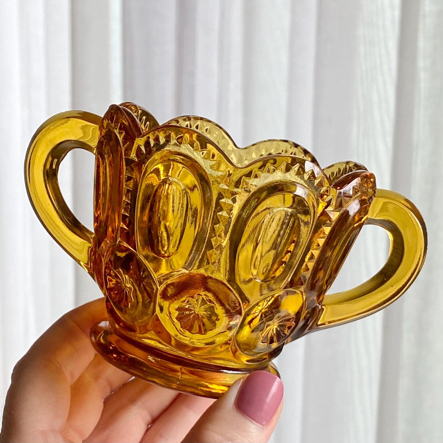 Vintage L.E. Smith Heritage Amber Moon and Stars Sugar and Creamer Set