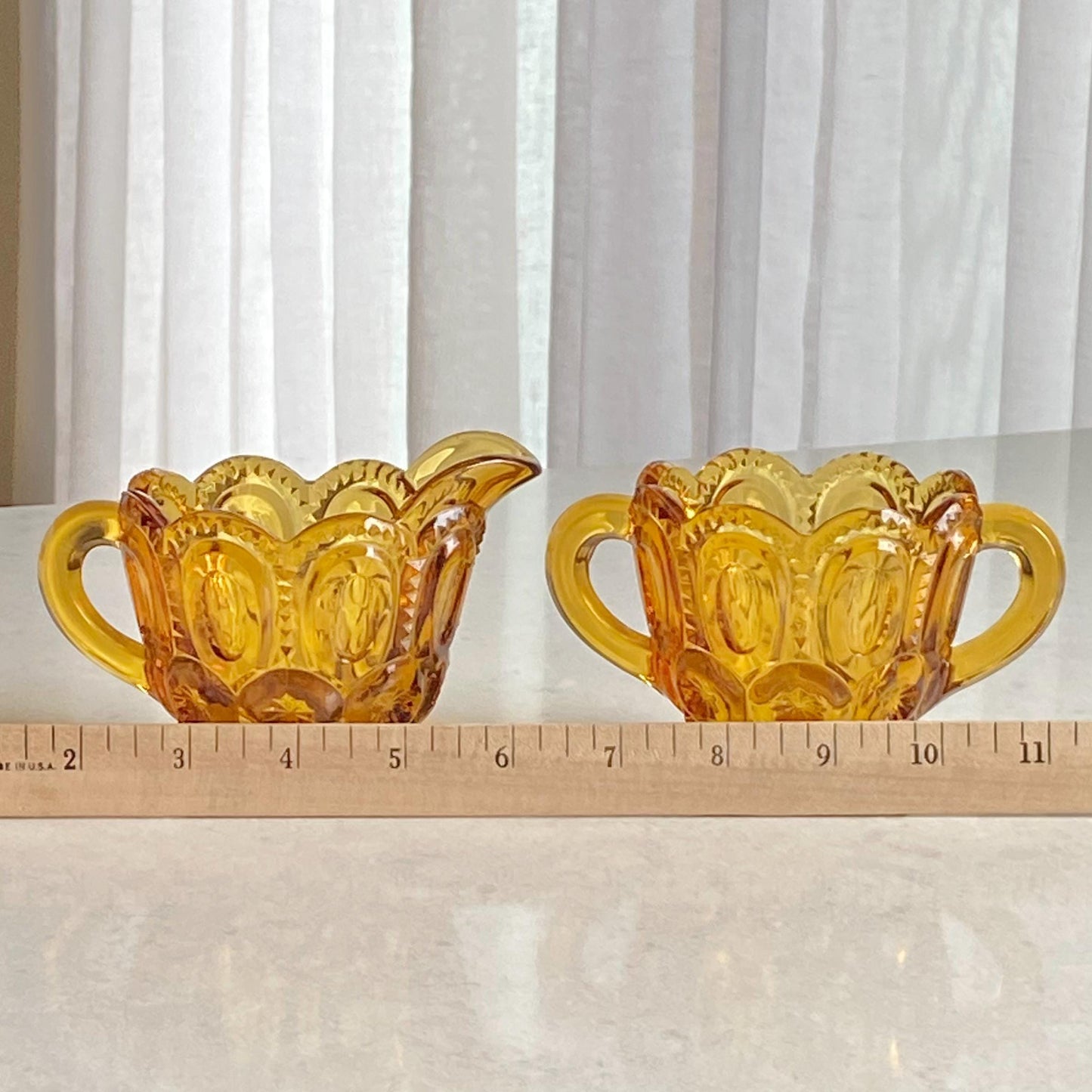Vintage L.E. Smith Heritage Amber Moon and Stars Sugar and Creamer Set