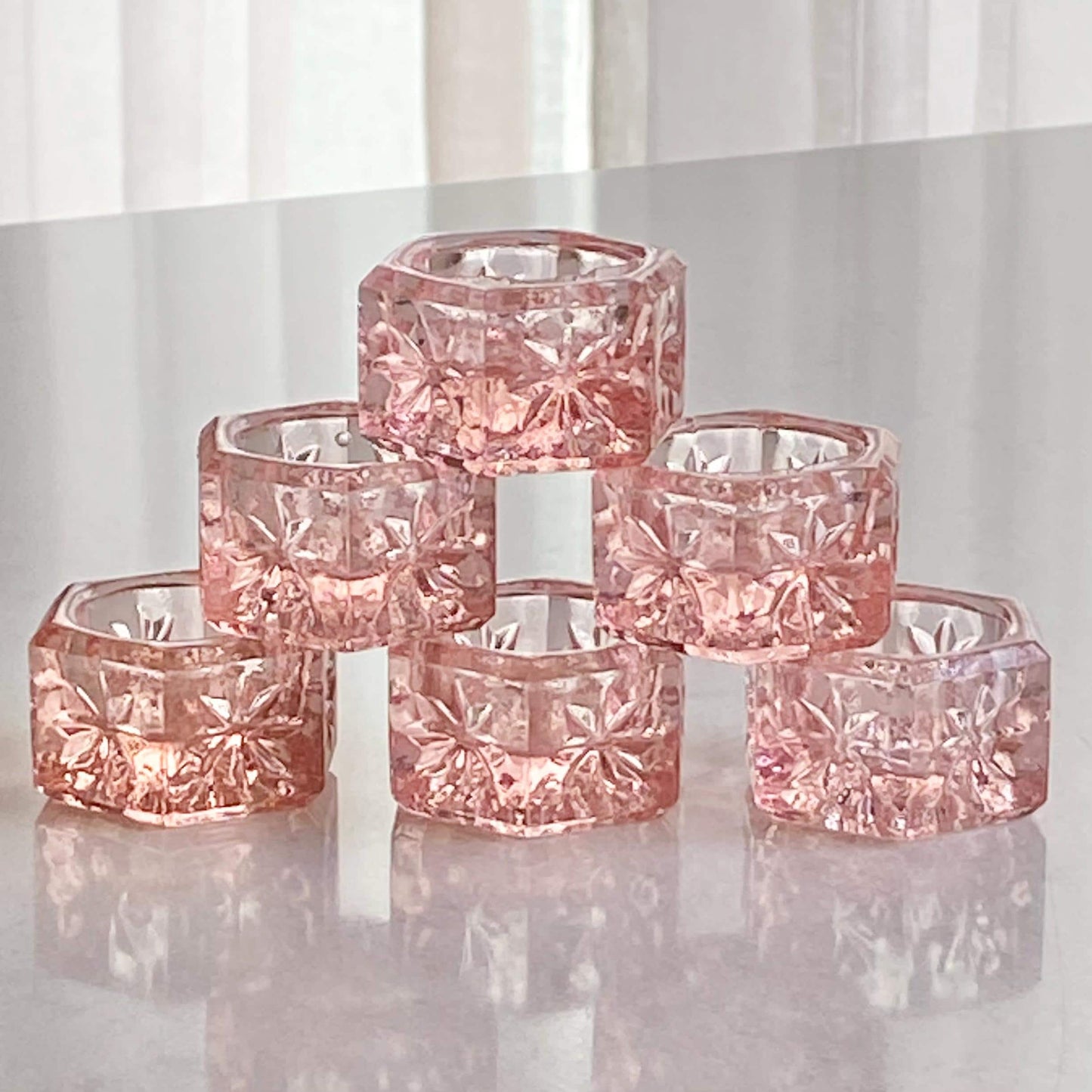 Vintage Pink Hexagonal Salt Dips - Set of 6