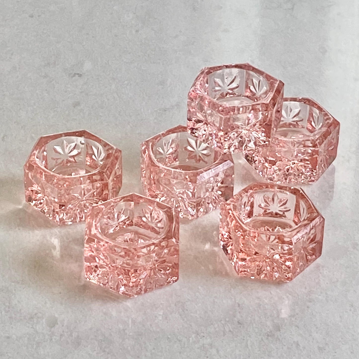 Vintage Pink Hexagonal Salt Dips - Set of 6