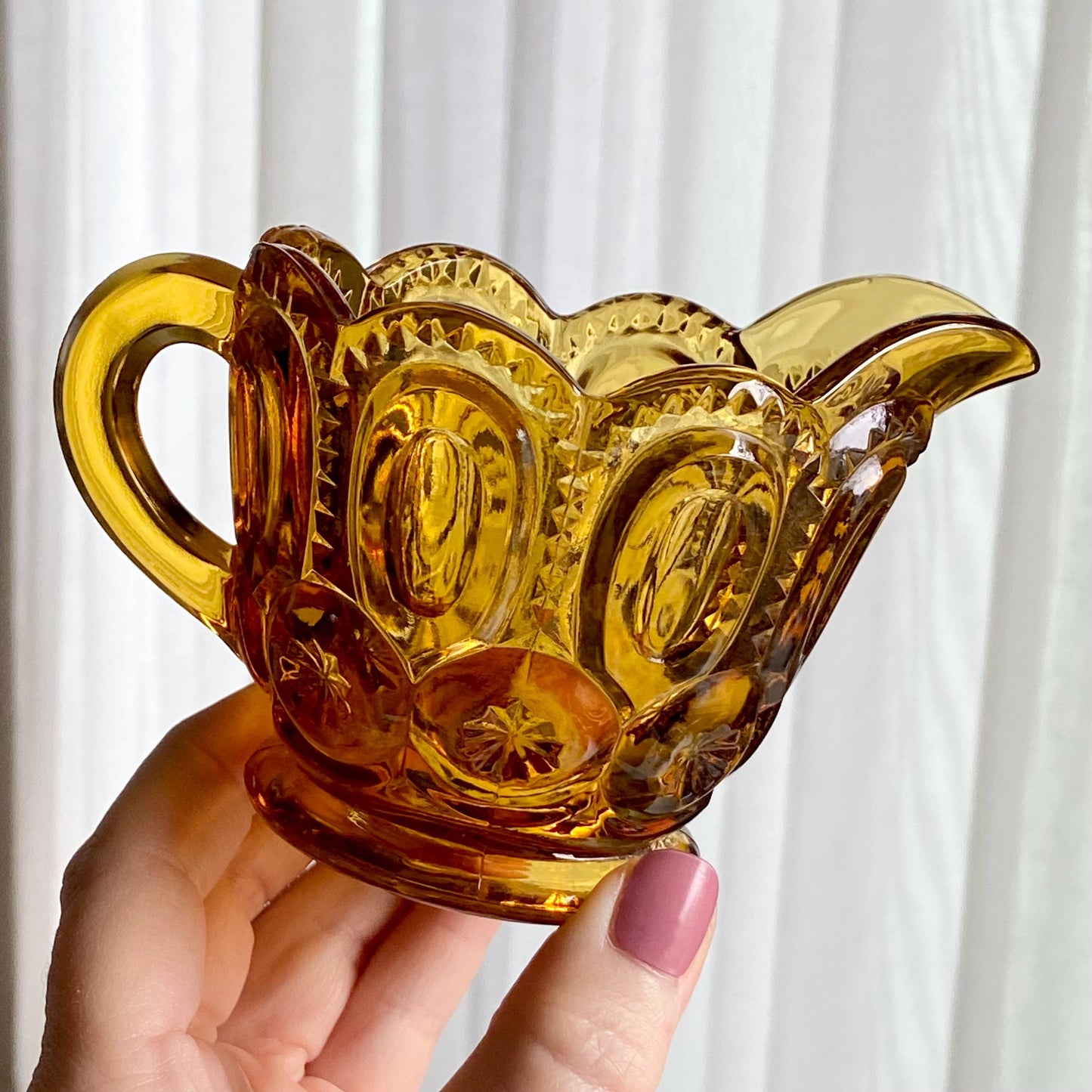 Vintage L.E. Smith Heritage Amber Moon and Stars Sugar and Creamer Set