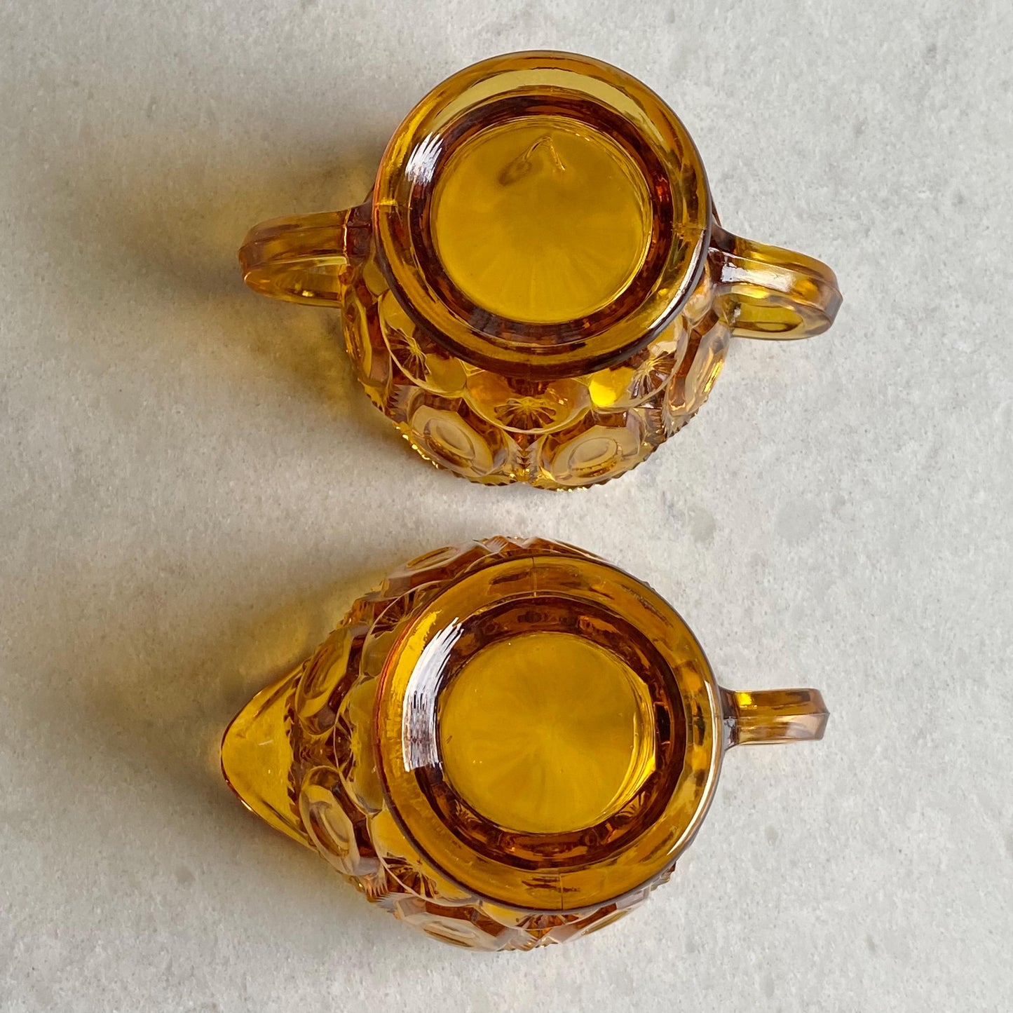 Vintage L.E. Smith Heritage Amber Moon and Stars Sugar and Creamer Set