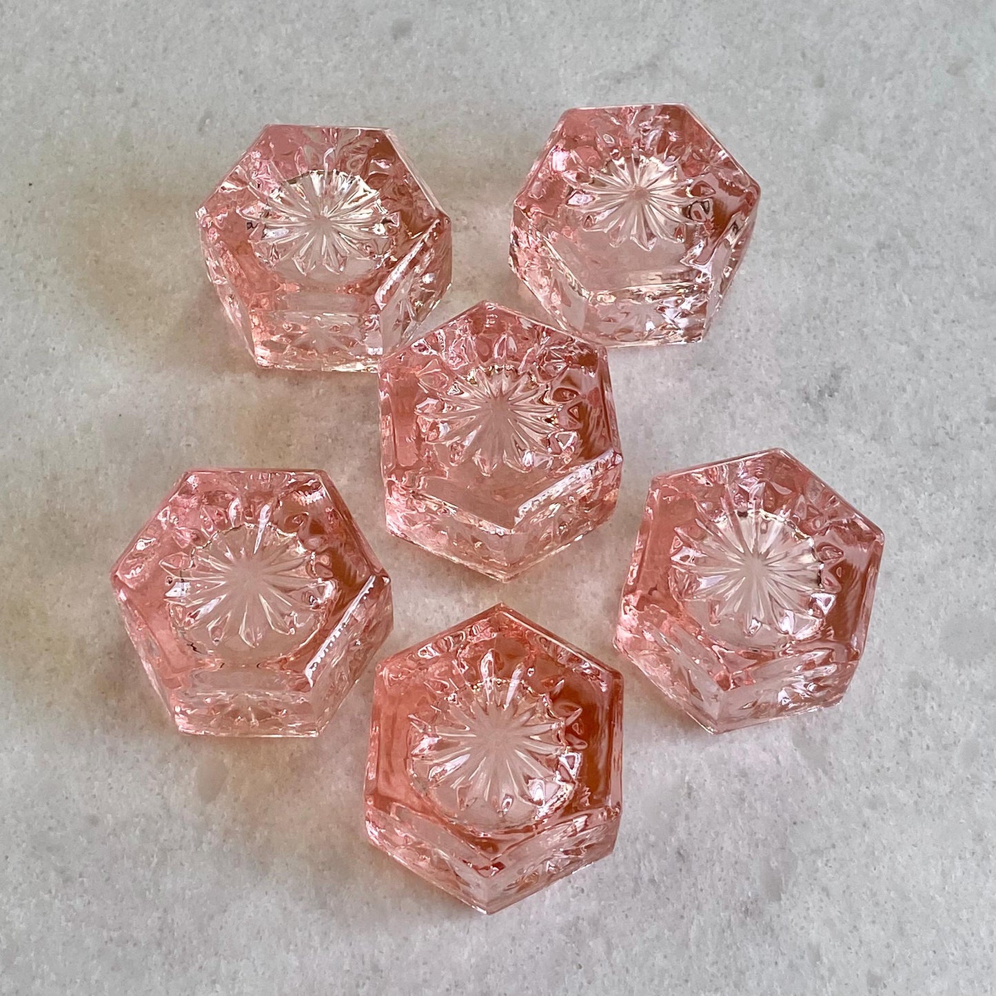 Vintage Pink Hexagonal Salt Dips - Set of 6