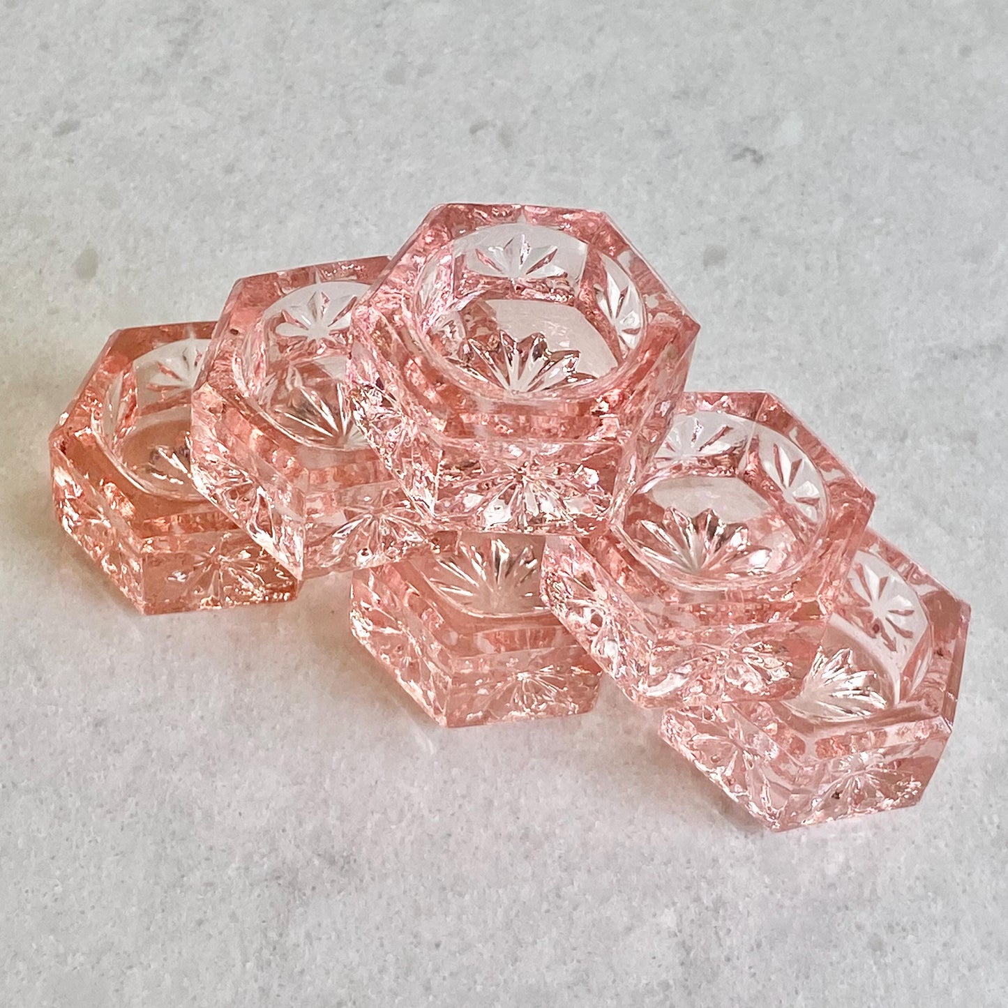 Vintage Pink Hexagonal Salt Dips - Set of 6