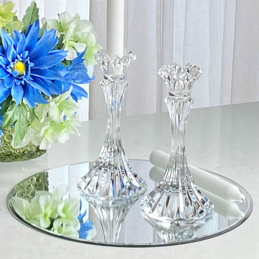 Vintage Mikasa Skyline Lead Crystal Candle Holders - Set of 2