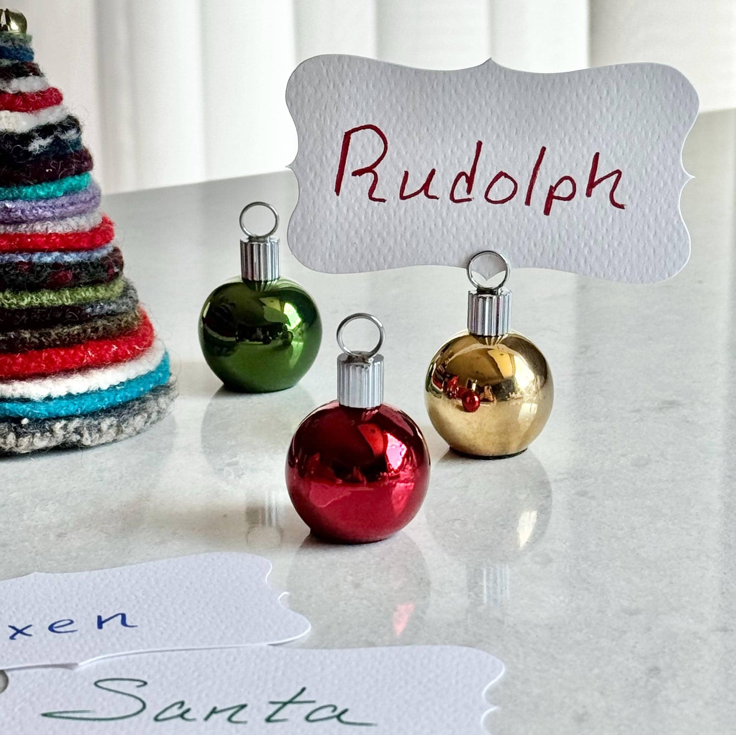 Vintage Christmas Ornament Place Card Holders - Set of 8