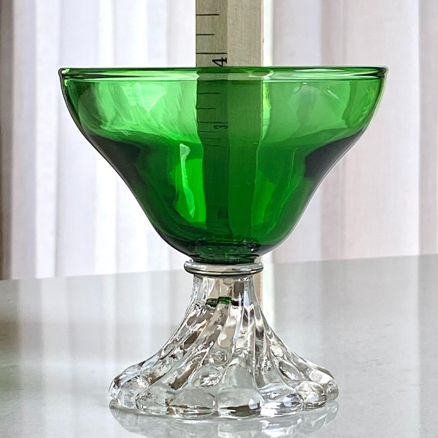 Vintage Anchor Hocking Burple Green Bubble Foot Glasses - Set of 4