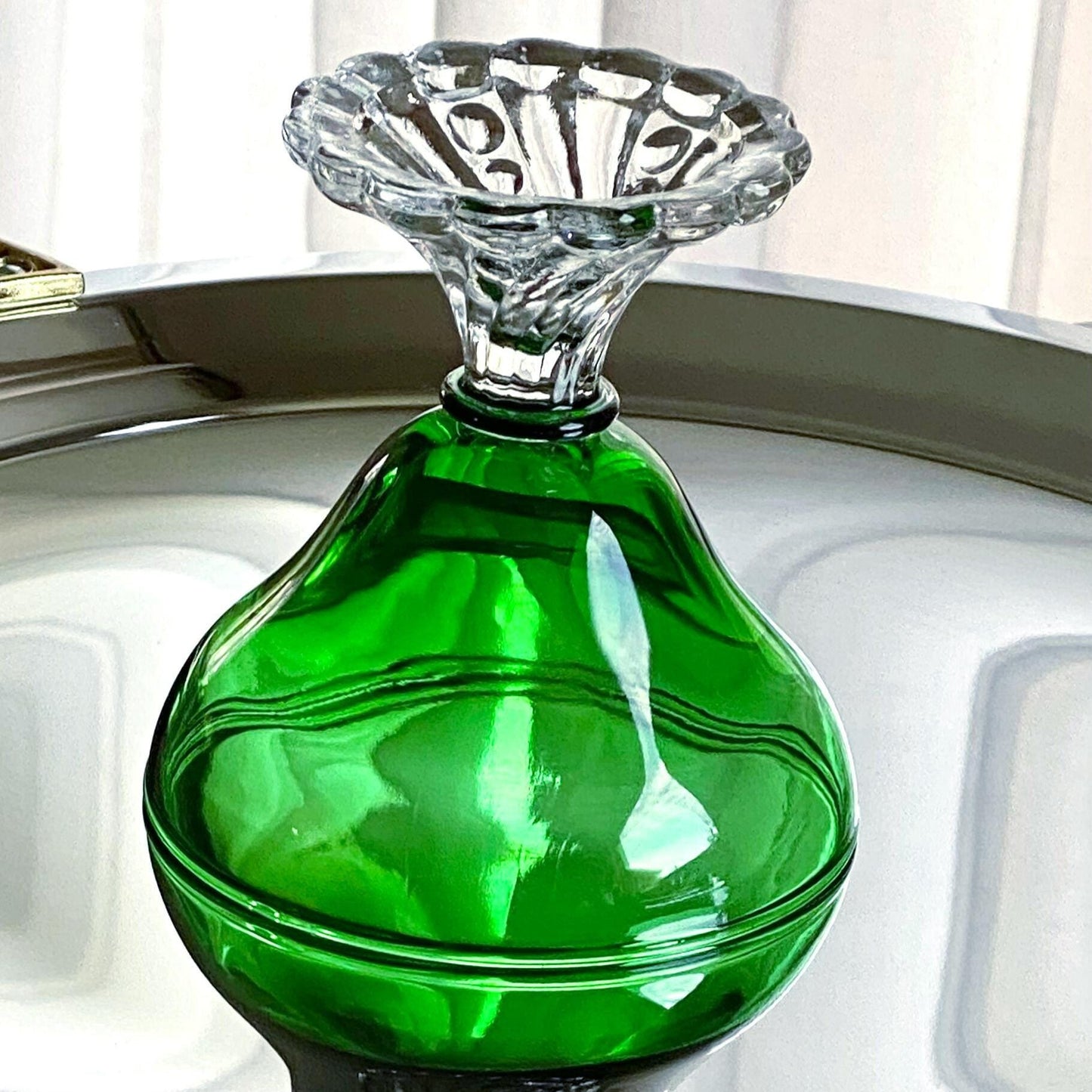 Vintage Anchor Hocking Burple Green Bubble Foot Glasses - Set of 4