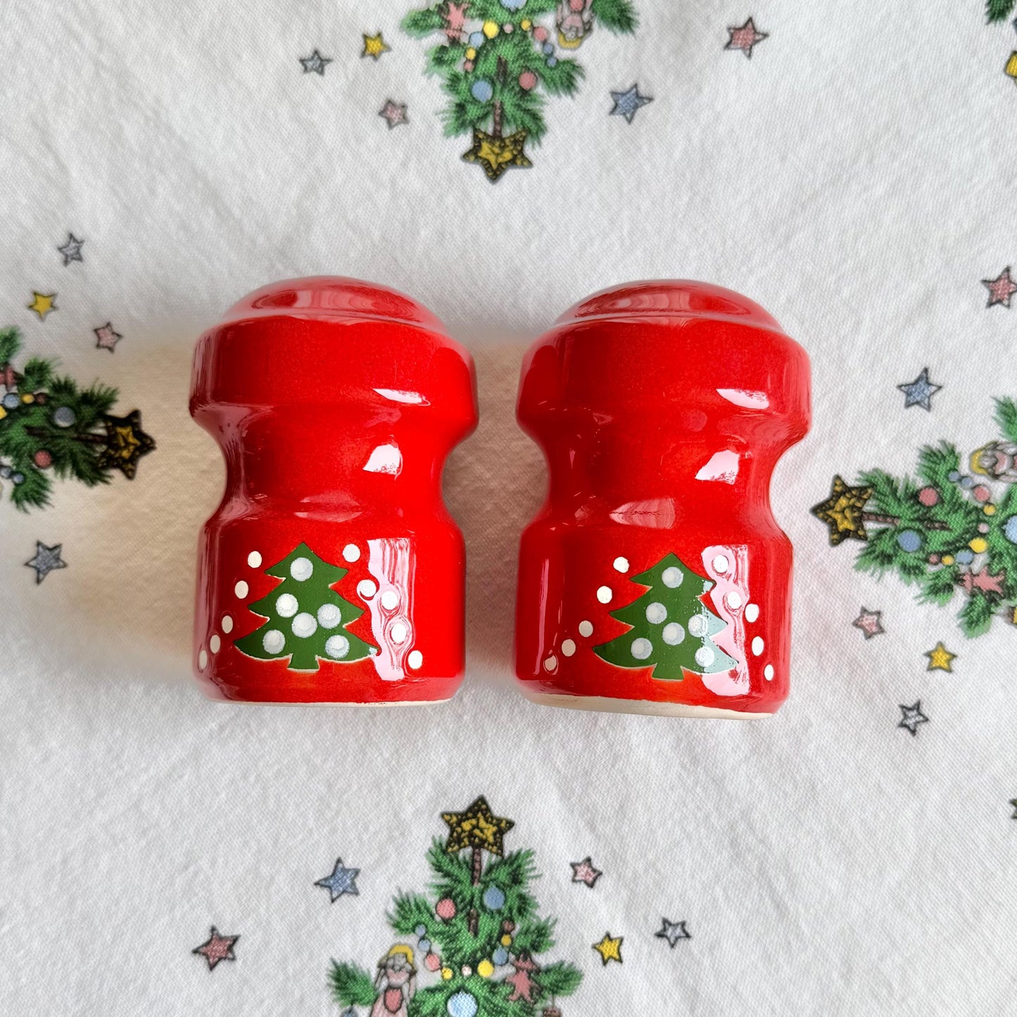 Vintage Waechtersbach Red Christmas Tree Salt and Pepper Shaker Set