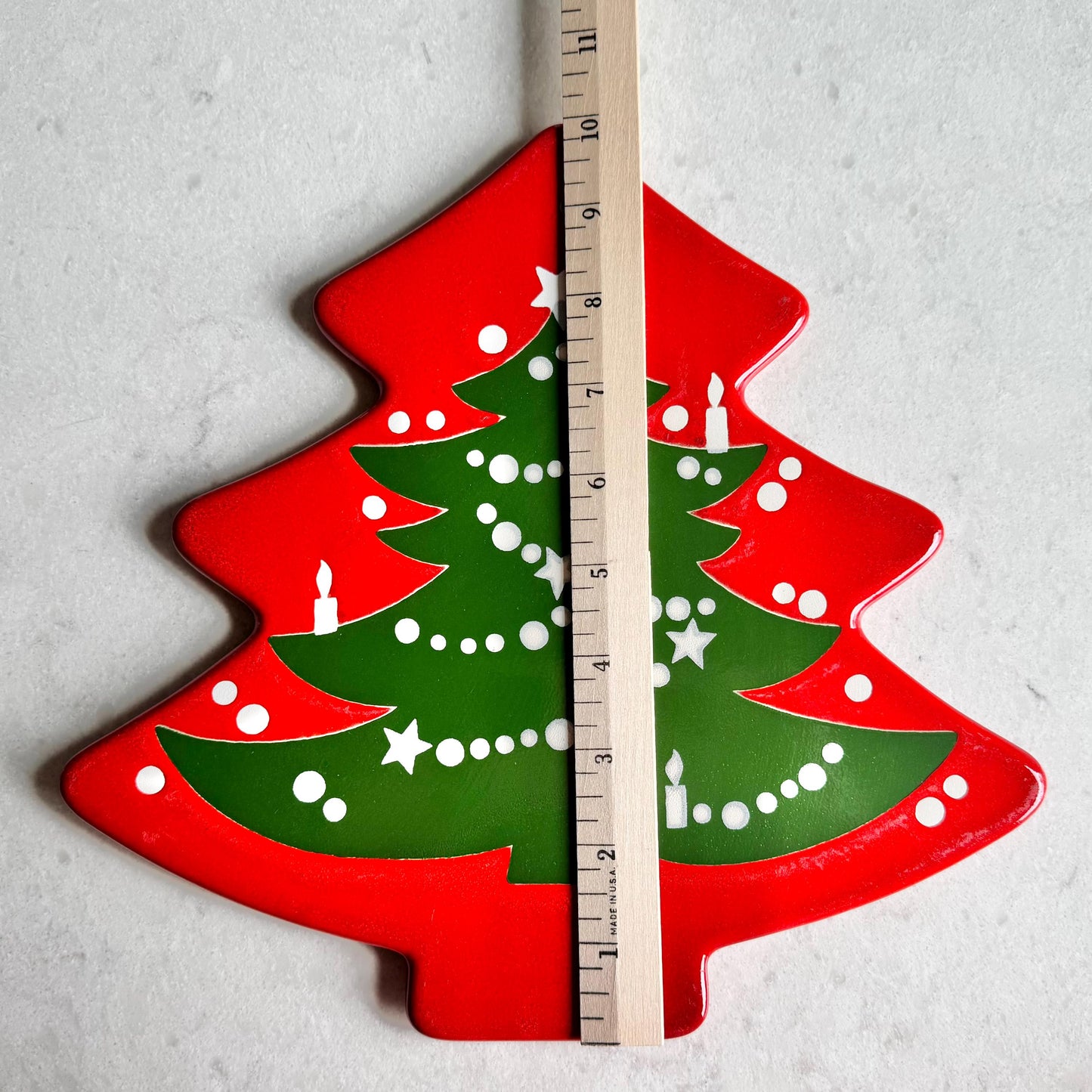 Vintage Waechtersbach Red Christmas Tree Cheese Plate Trivet