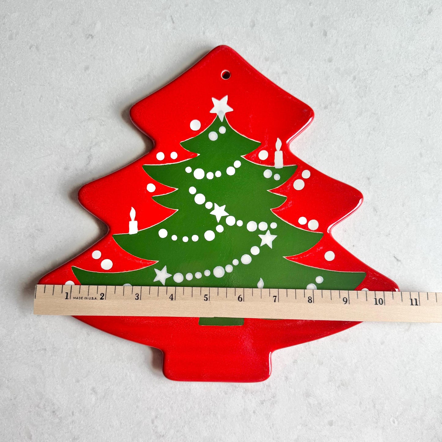 Vintage Waechtersbach Red Christmas Tree Cheese Plate Trivet