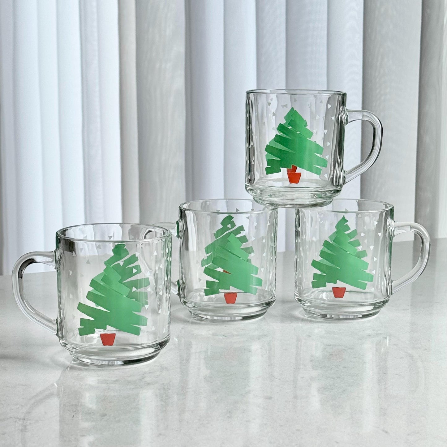 Vintage Dayton Hudson Christmas Tree Plates and Cups - 4 sets, 8 pieces total