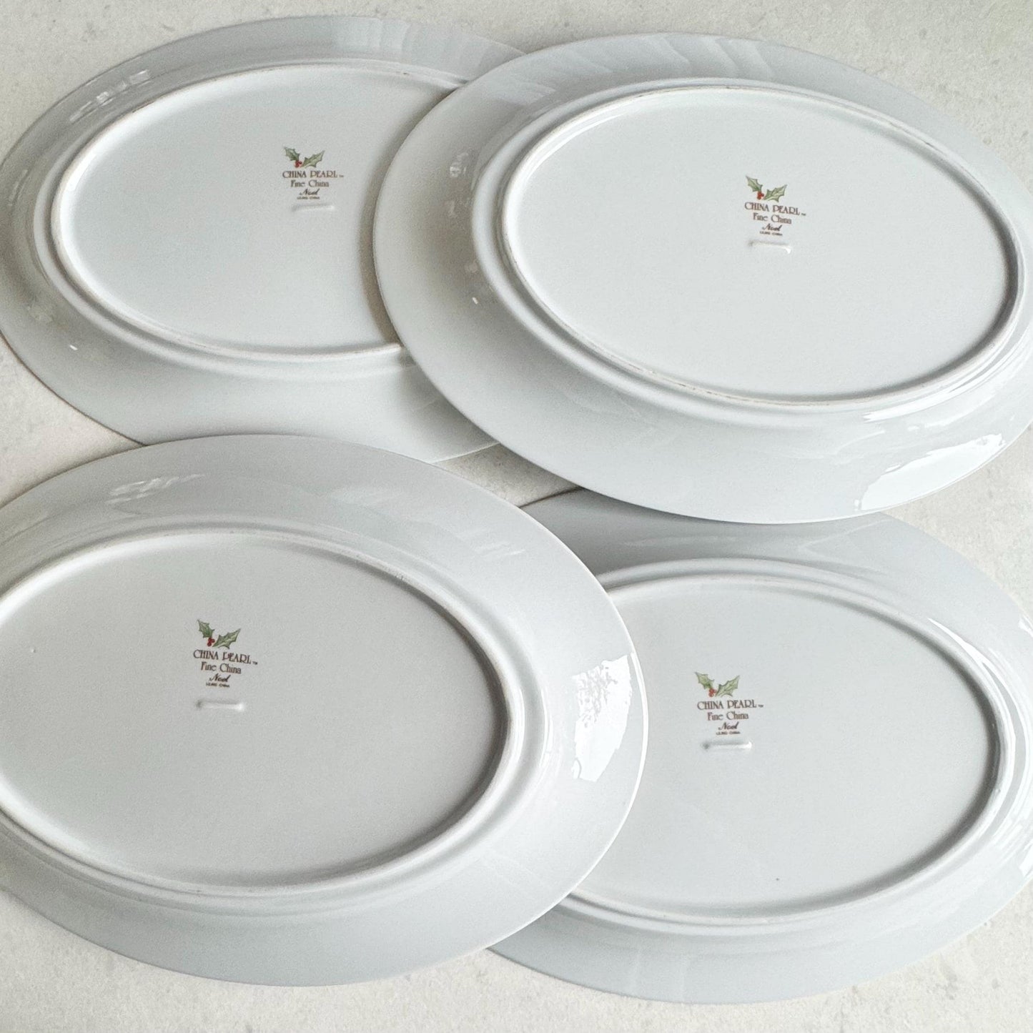 Vintage China Pearl Noel Oval Serving Platters - 4 Available