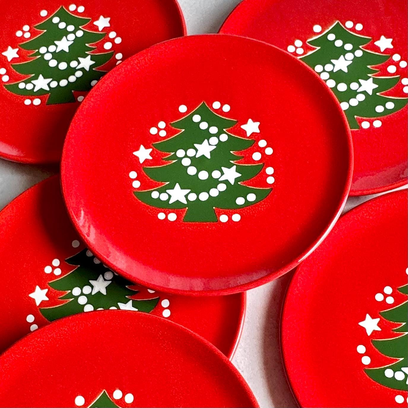 Vintage  Waechtersbach Red Christmas Tree 7-3/4 Inch Plates - 14 available