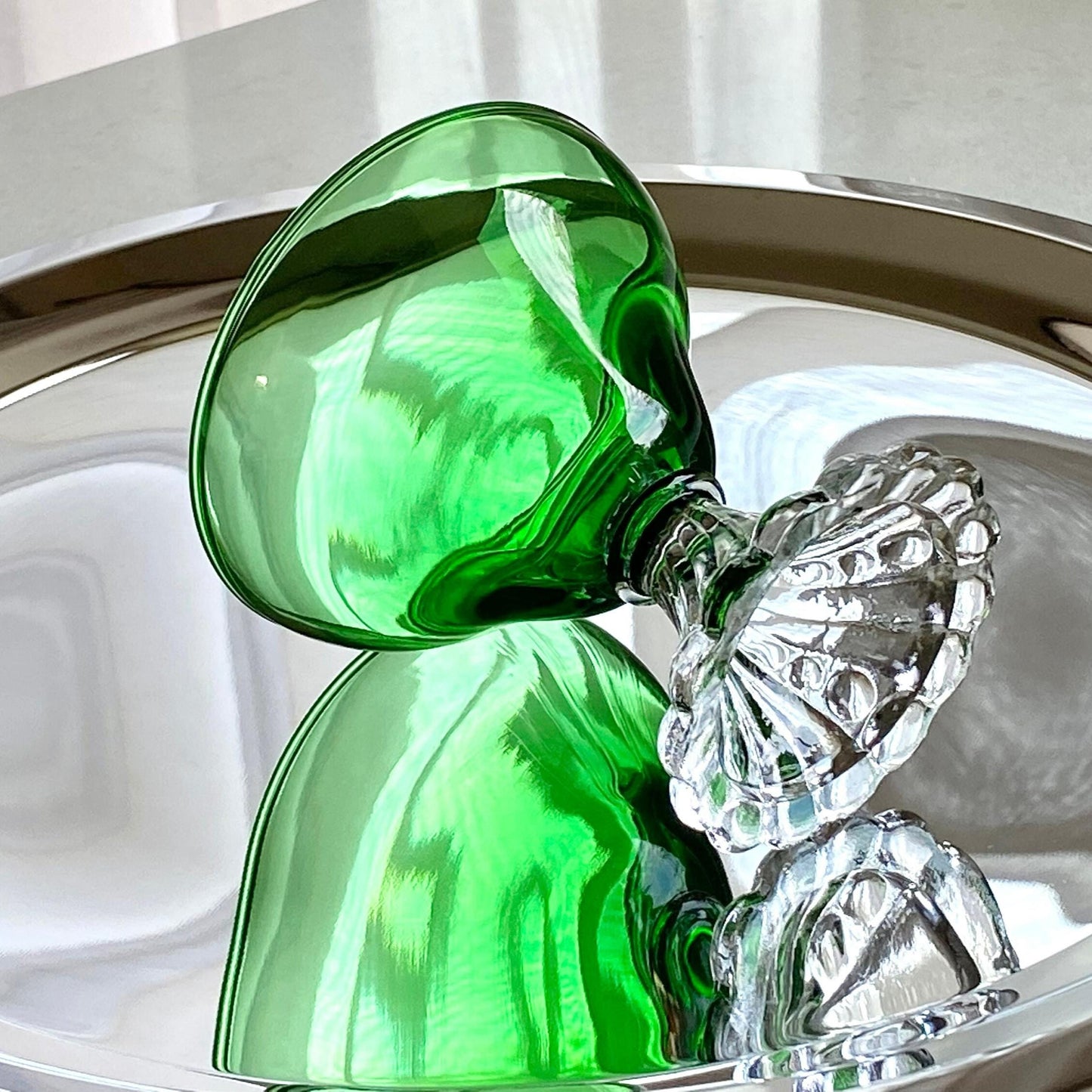 Vintage Anchor Hocking Burple Green Bubble Foot Glasses - Set of 4