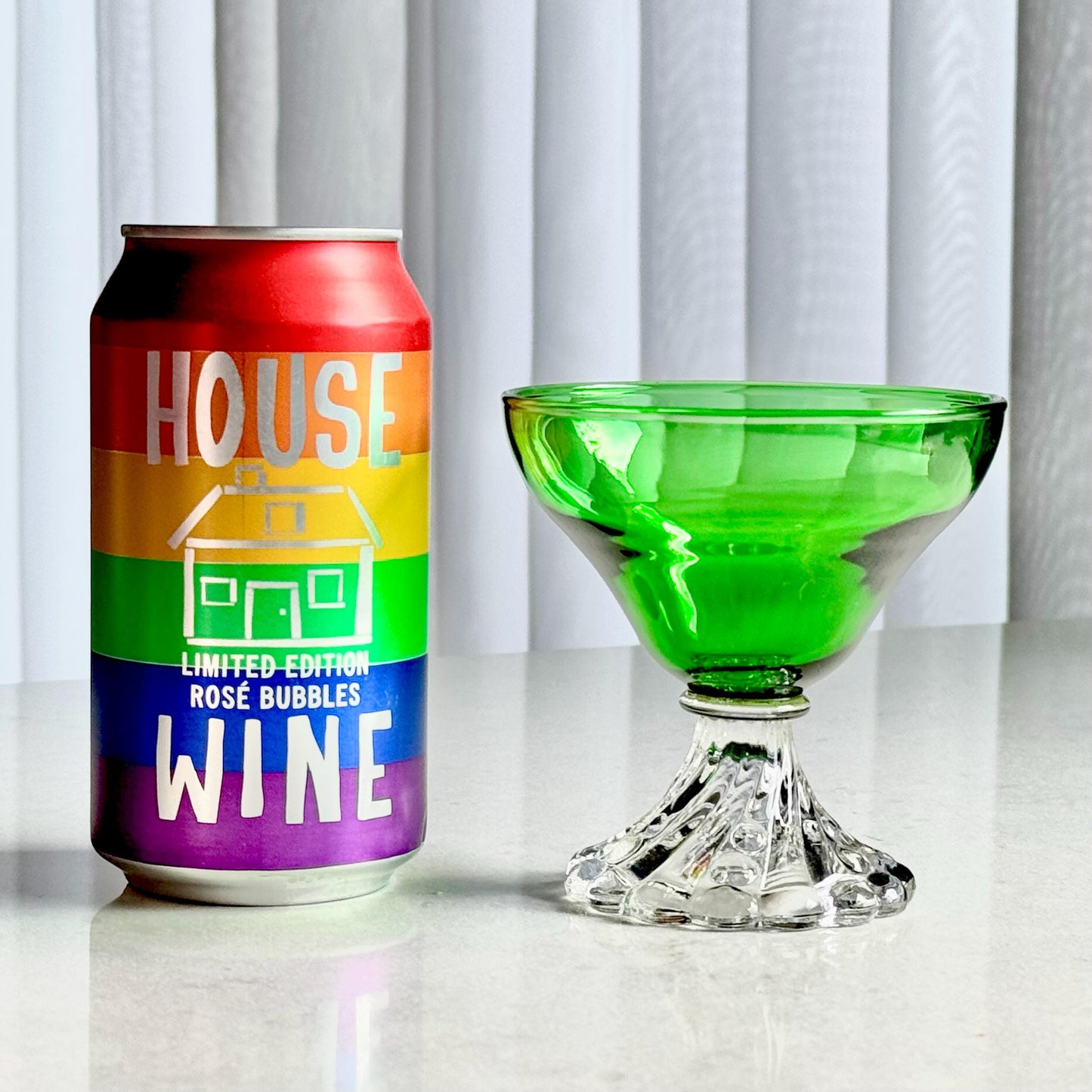 Vintage Anchor Hocking Burple Green Bubble Foot Glasses - Set of 4