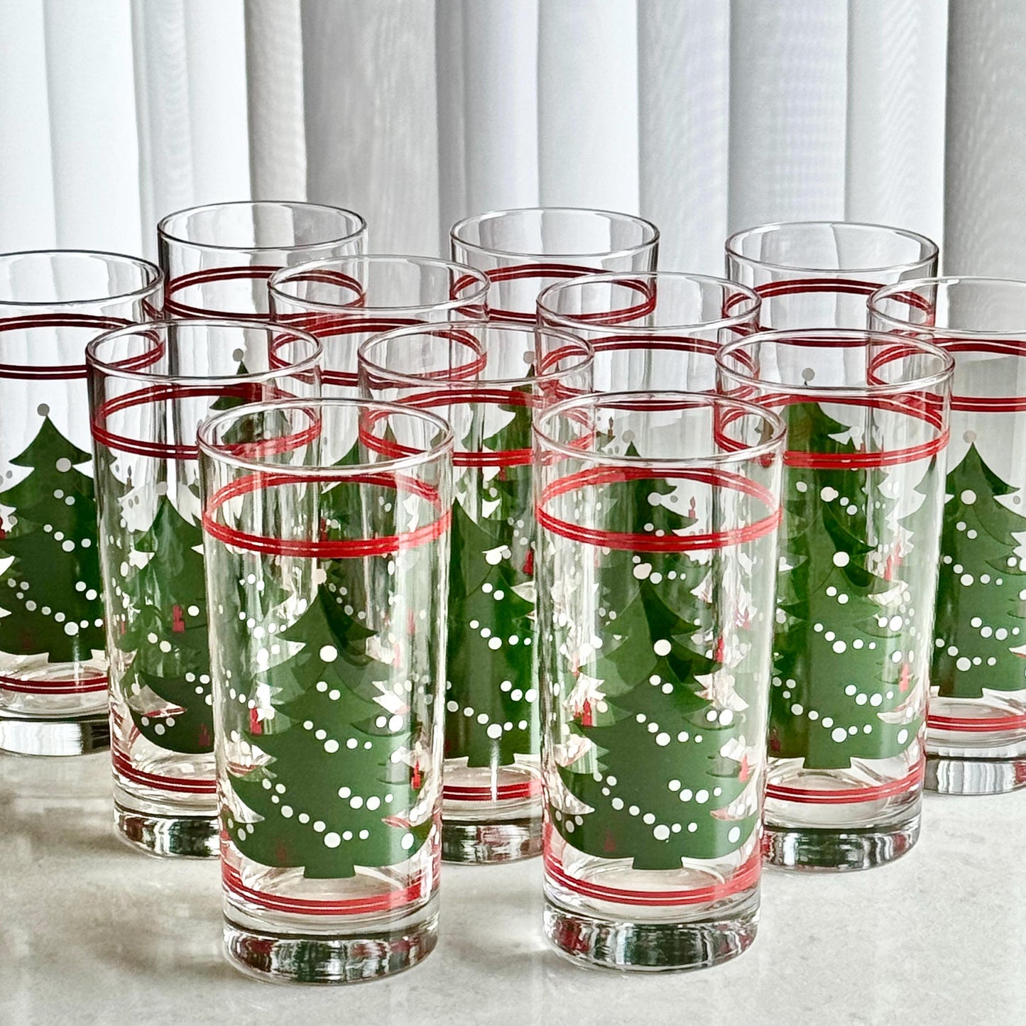 Vintage Waechtersbach Christmas Tree 15 Ounce Cooler Glasses - Set of 12 Tumblers