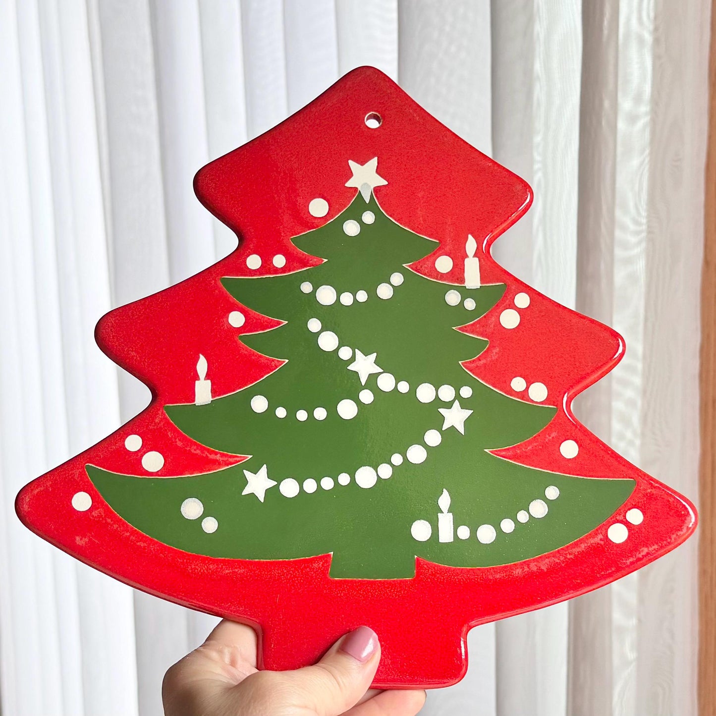 Vintage Waechtersbach Red Christmas Tree Cheese Plate Trivet
