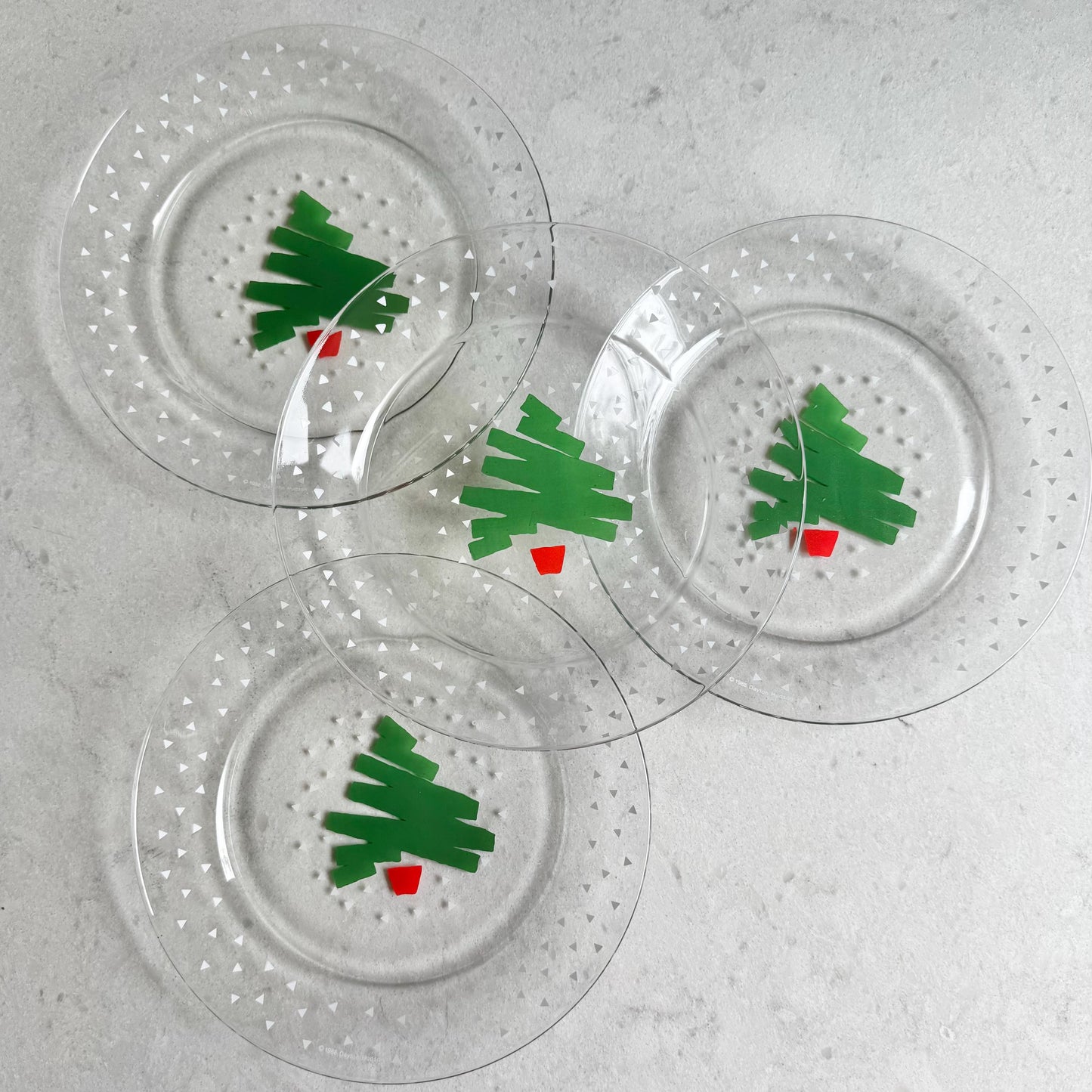 Vintage Dayton Hudson Christmas Tree Plates and Cups - 4 sets, 8 pieces total
