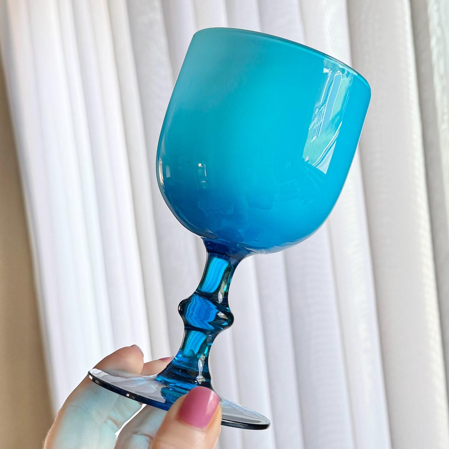 Vintage Carlo Moretti Crysta Blue Cased Glasses - Set of 9 Goblets