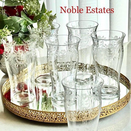 Vintage Etched Glasses - Set of 6 Tumblers