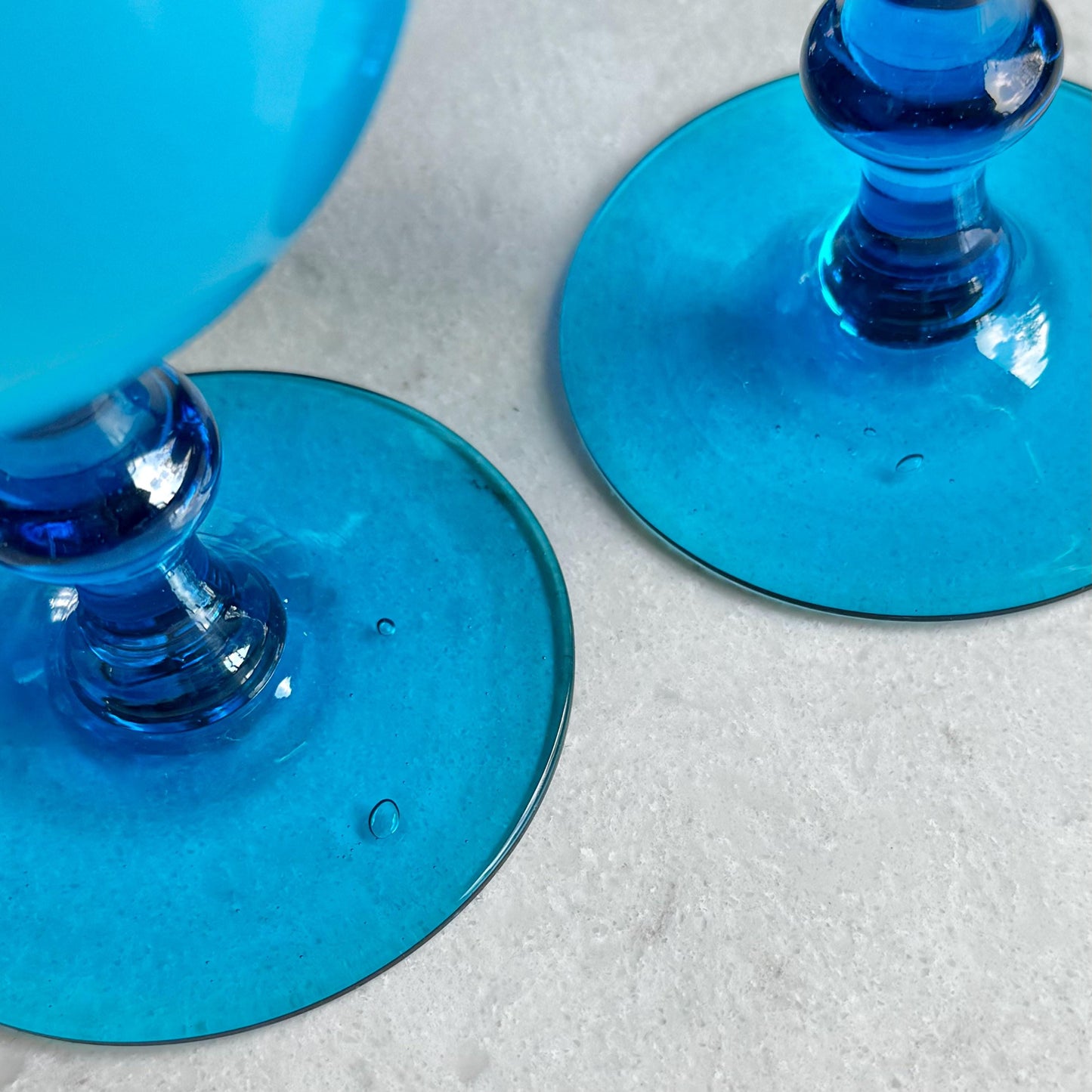 Vintage Carlo Moretti Crysta Blue Cased Glasses - Set of 9 Goblets