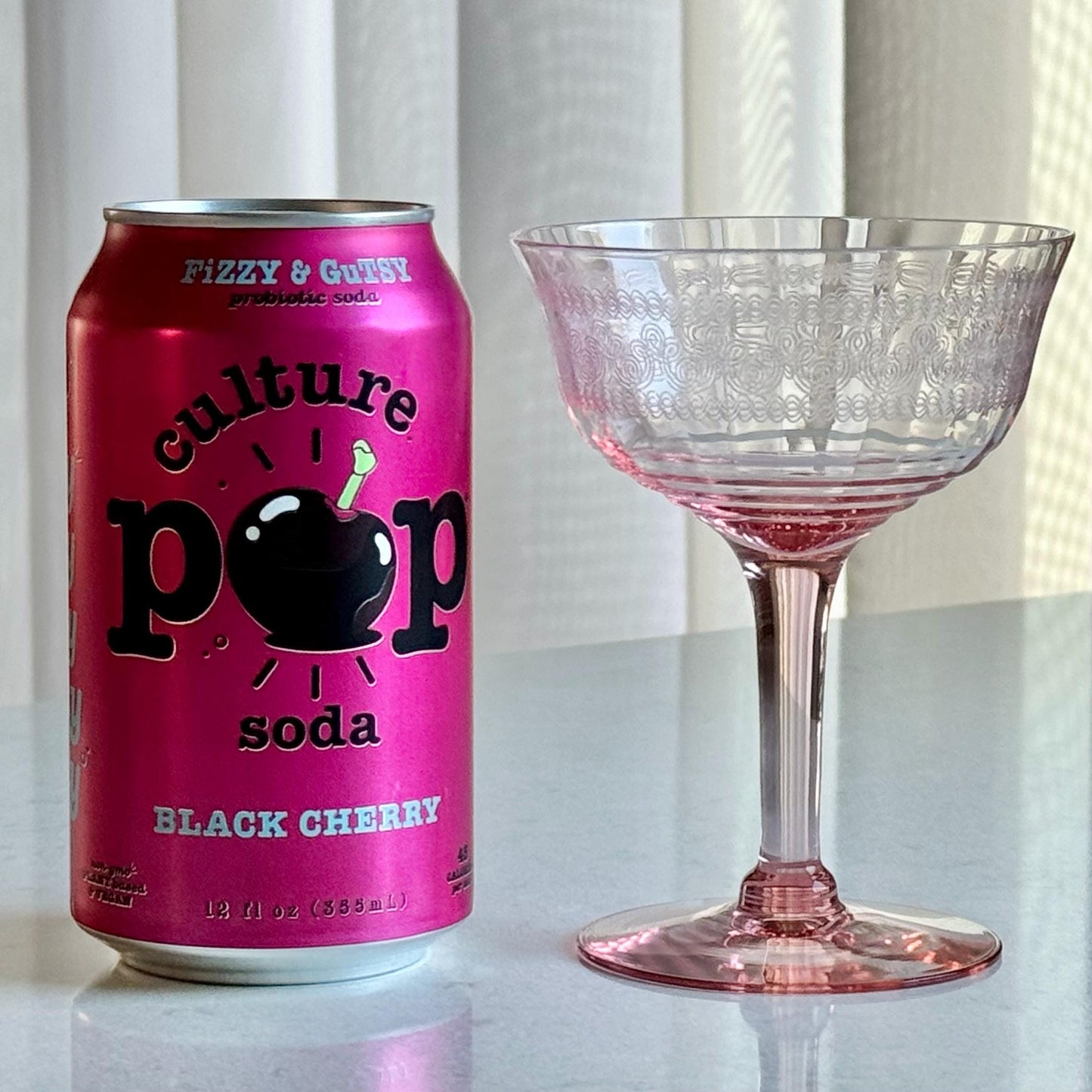 Vintage Pink Needle Etched Optic Panel Glasses - Set of 4